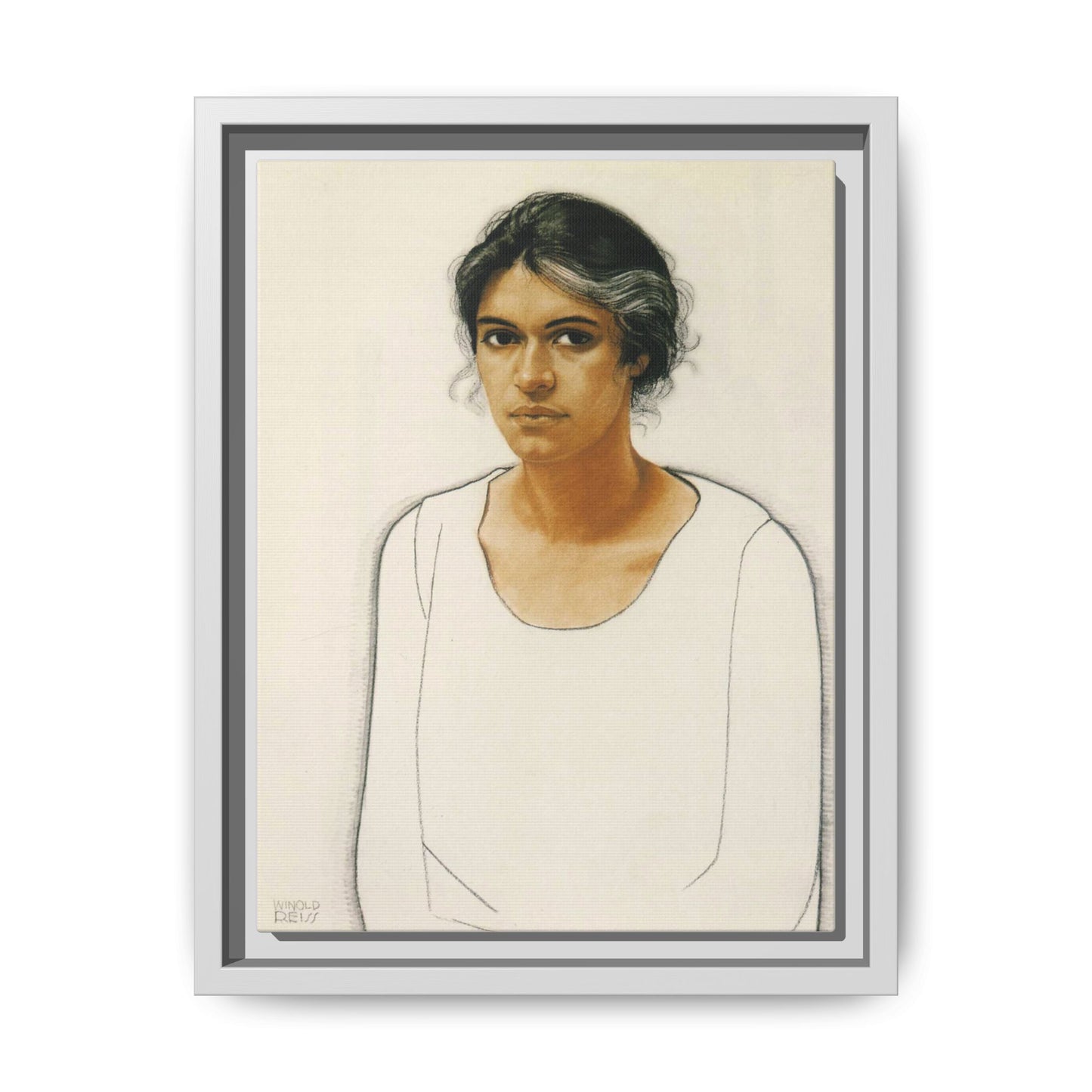 Portrait of a Woman by Winold Reiss Framed Matte Canvas Portrait Print