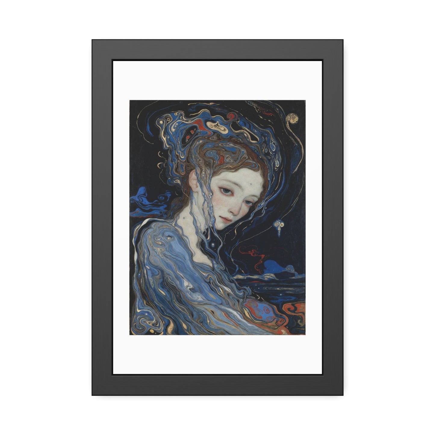 Framed Art Print — Dreamy Blue Portrait Poster