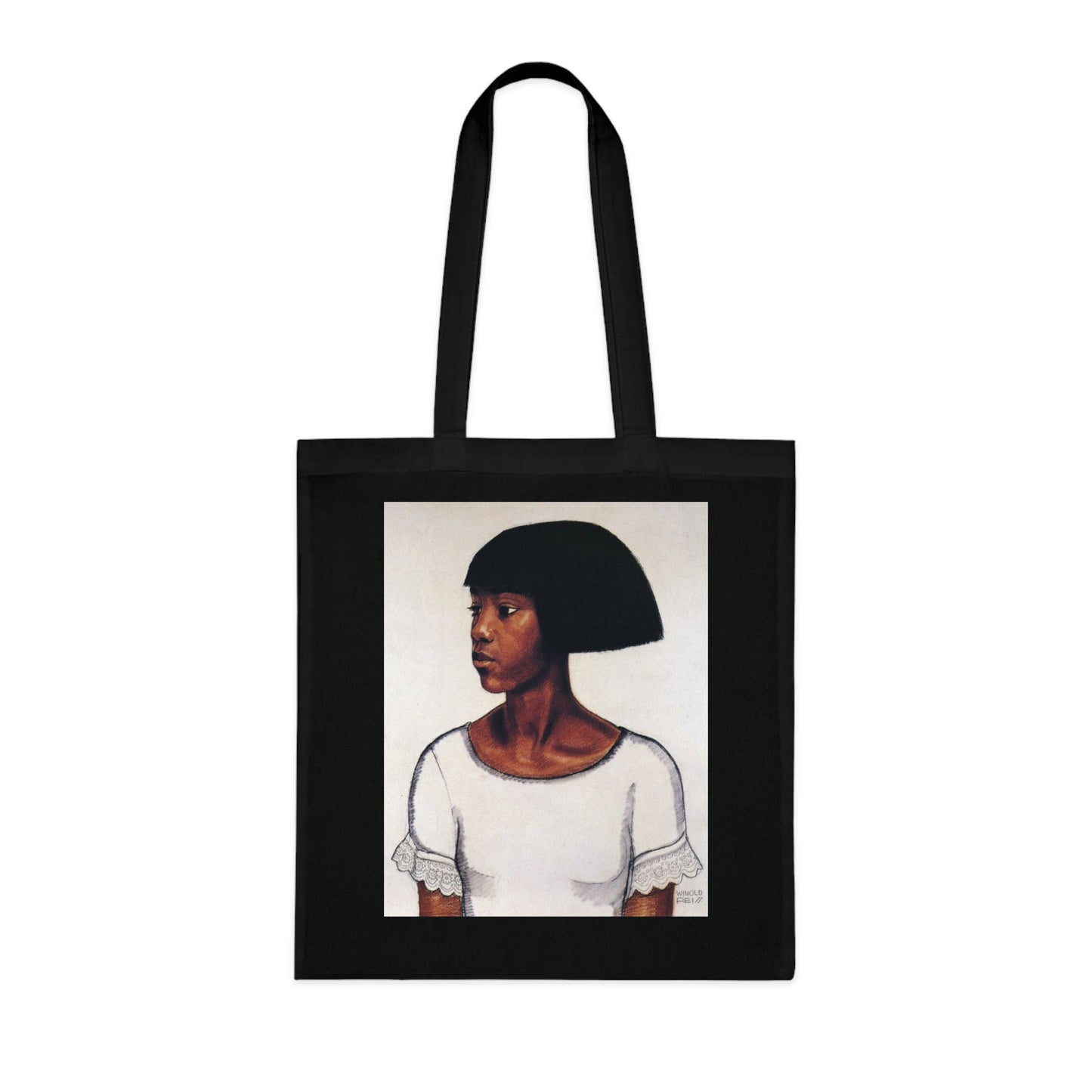 Portrait Cotton Tote Bag — Artistic Black Woman Illustration