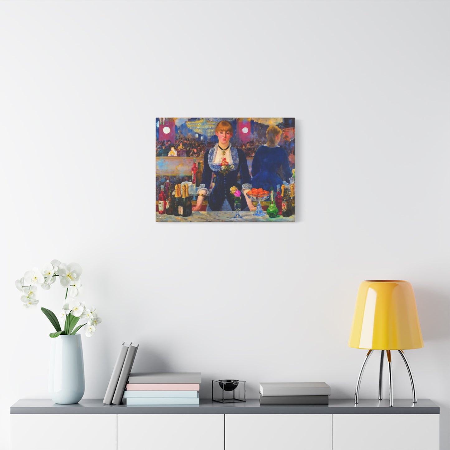 Bar at the Folies-Bergère Matte Canvas Print — Édouard Manet Style Barmaid Wall Art