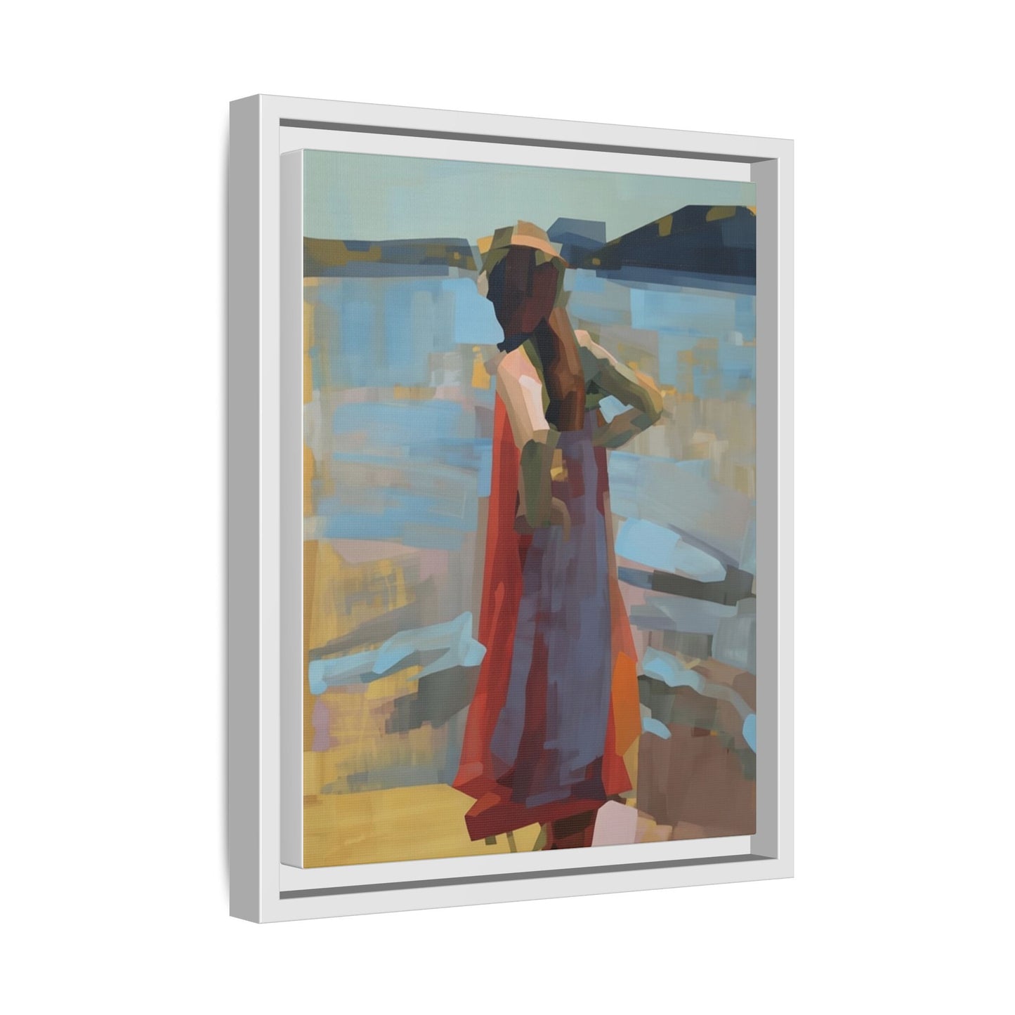 Framed Matte Canvas Print — Coastal Woman Abstract Art