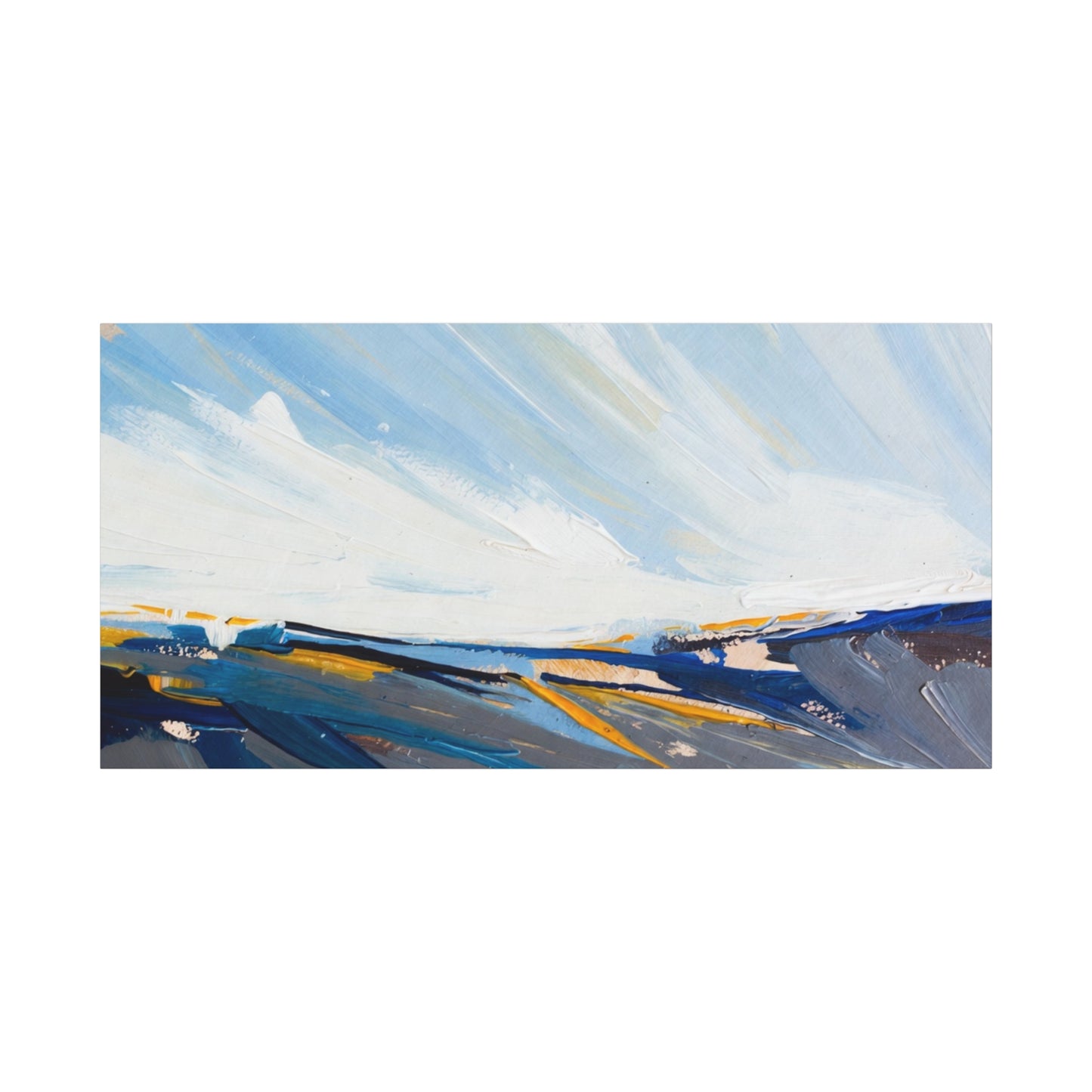 Abstract Coastal Landscape Canvas Print — Blue Sky Seascape Wall Art