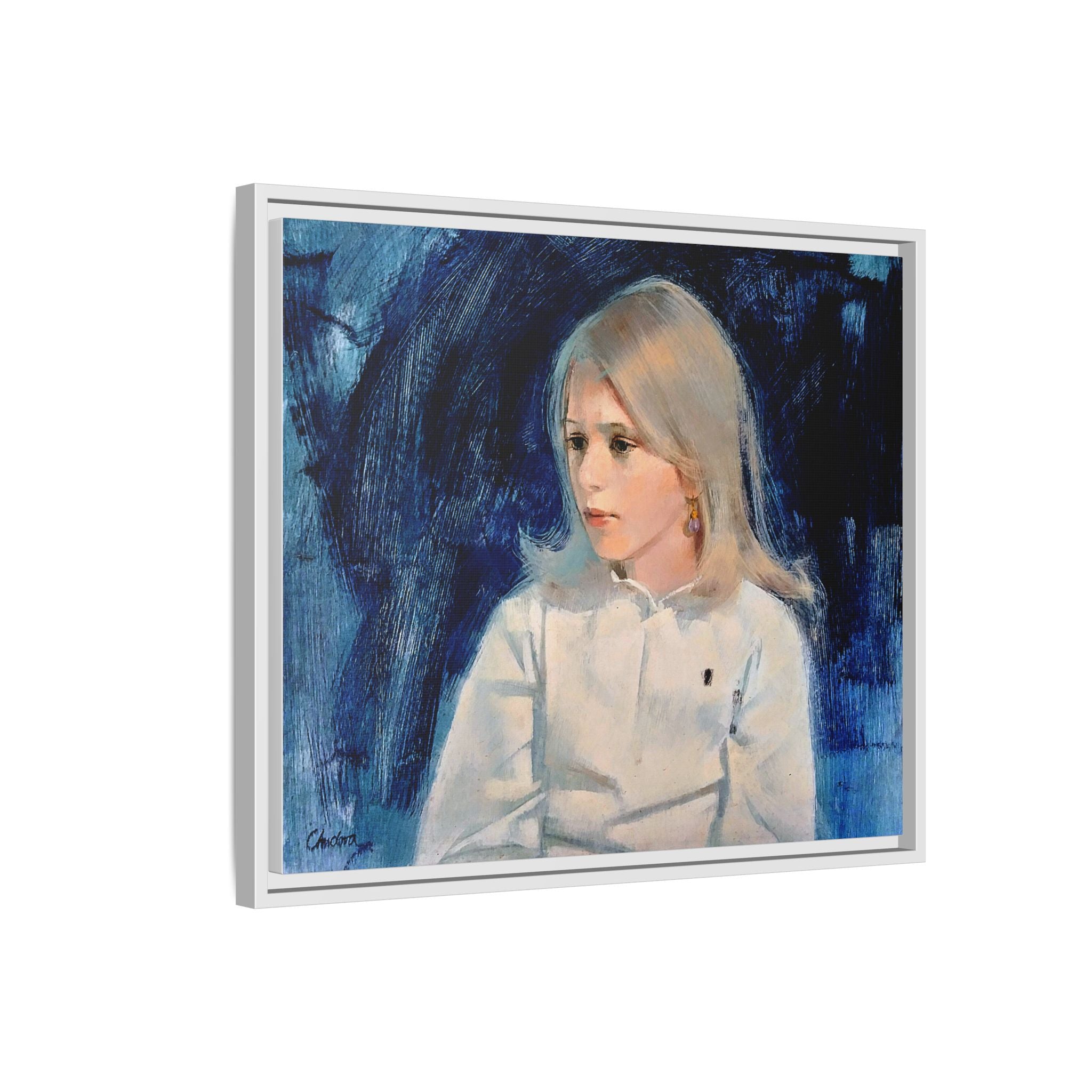 Painting of girl by Unknown Artist Framed Matte Canvas Classic Wall Art