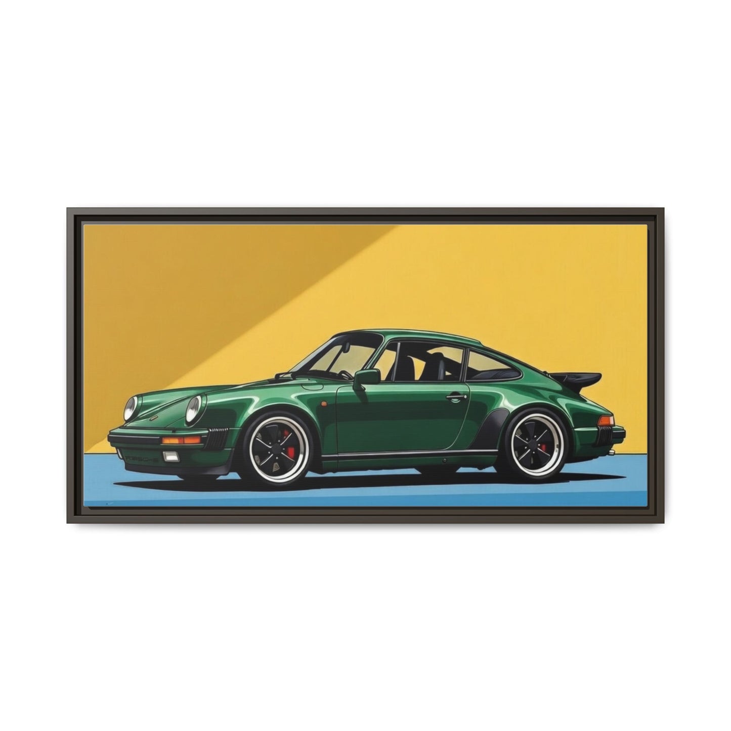 Framed Matte Canvas — Green Sports Car Wall Art