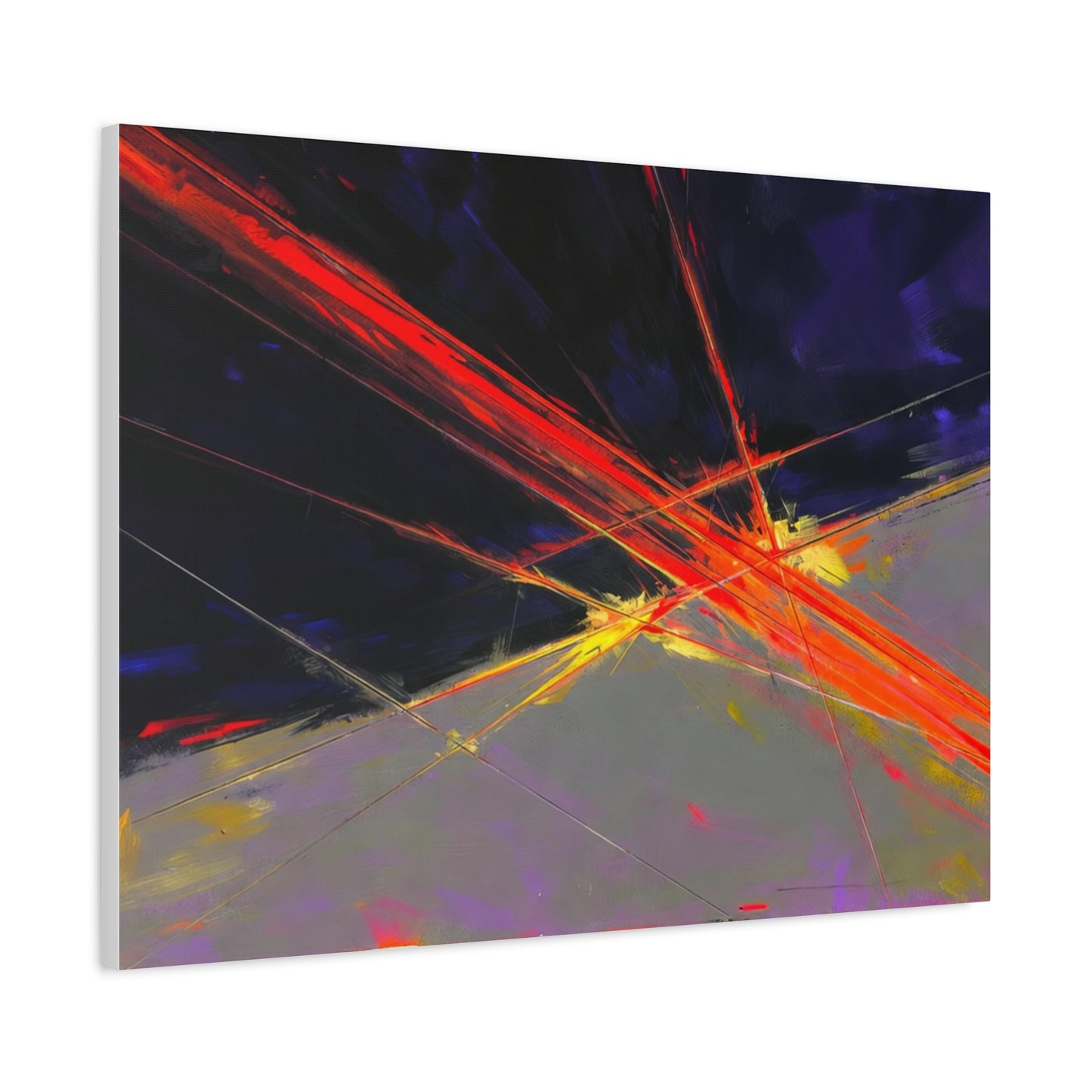 Abstract Red Streaks Matte Canvas Print — Modern Geometric Wall Art