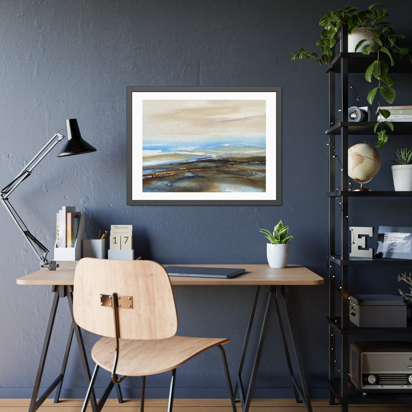 Framed Paper Poster — Abstract Coastal Watercolor Landscape Print