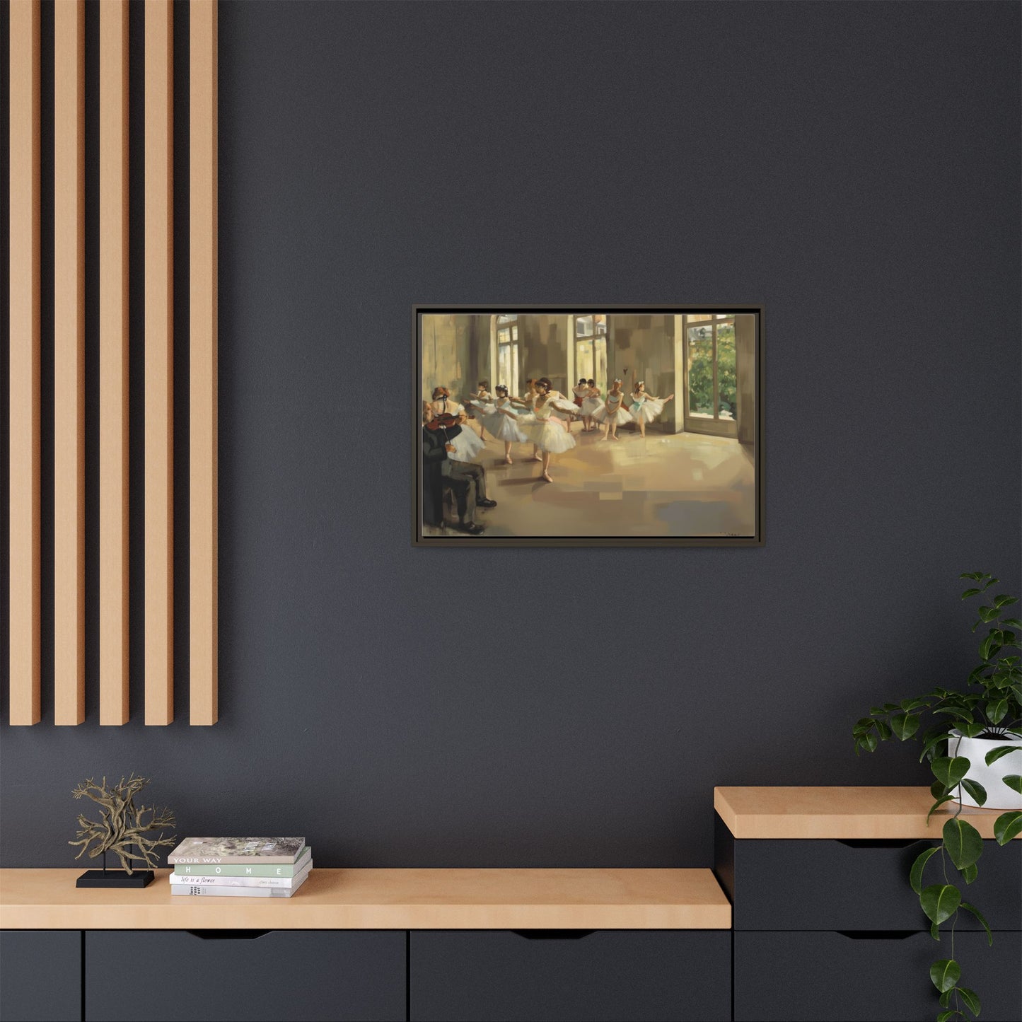 Framed Matte Canvas Print — Ballet Class Scene (Impressionist Dancers)