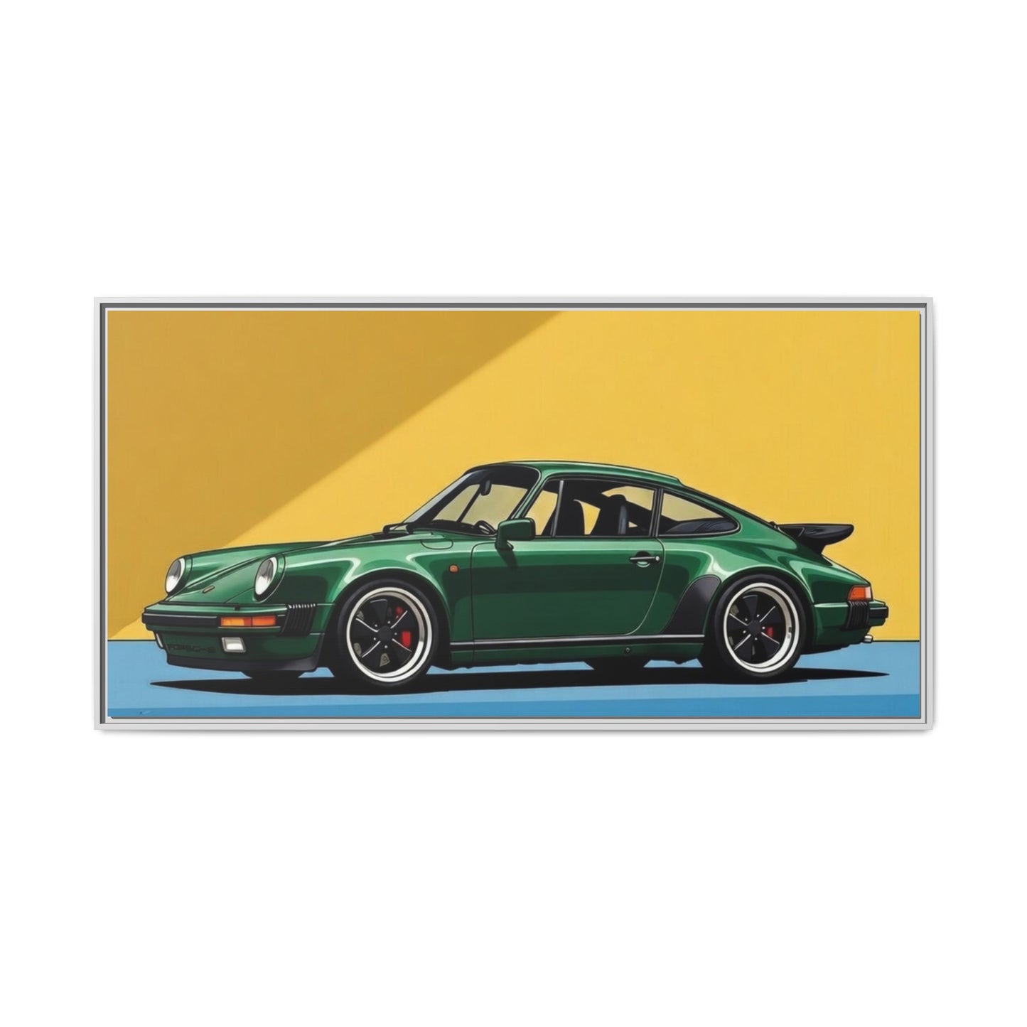 Framed Matte Canvas — Green Sports Car Wall Art