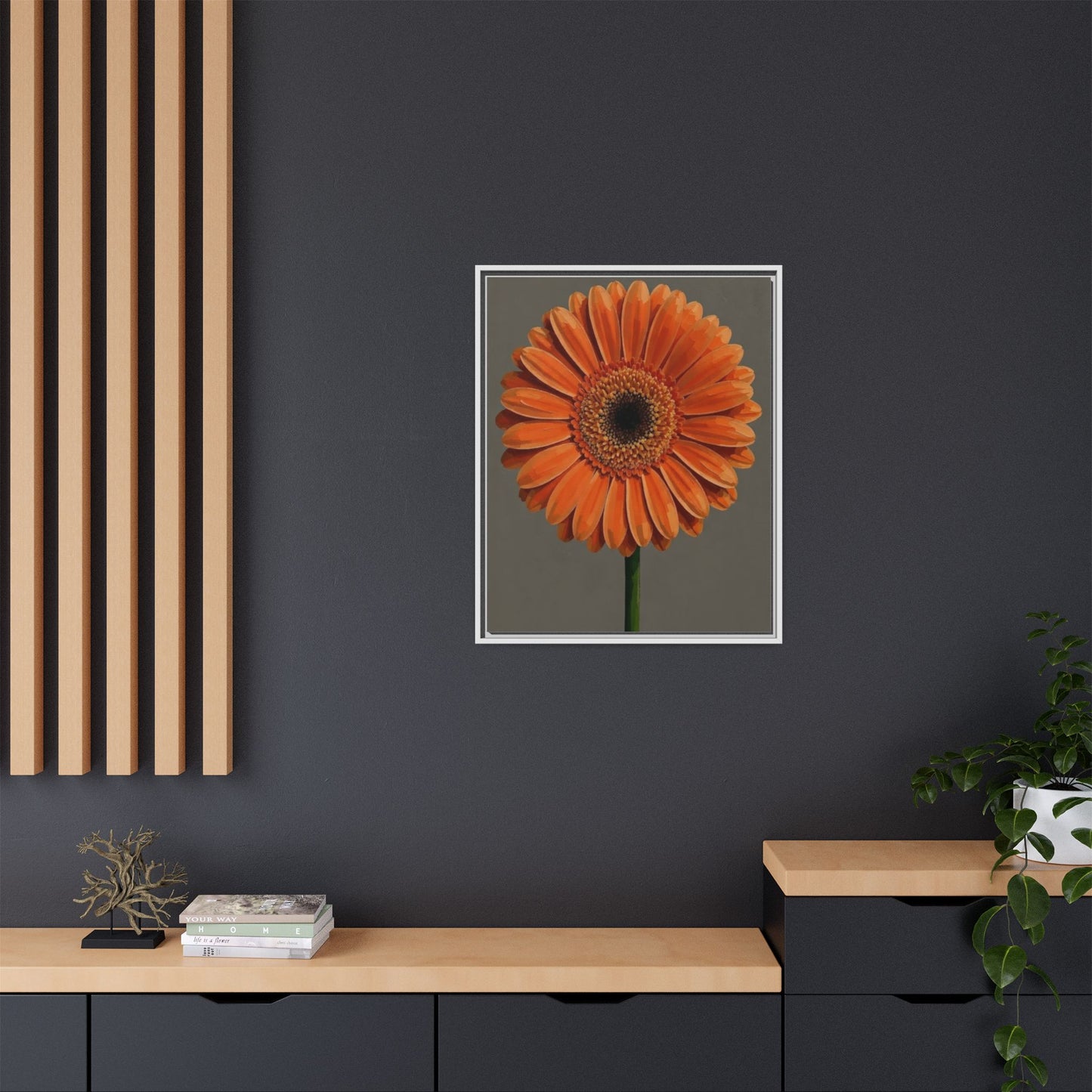 Orange Gerbera Daisy Matte Canvas Print (Framed)