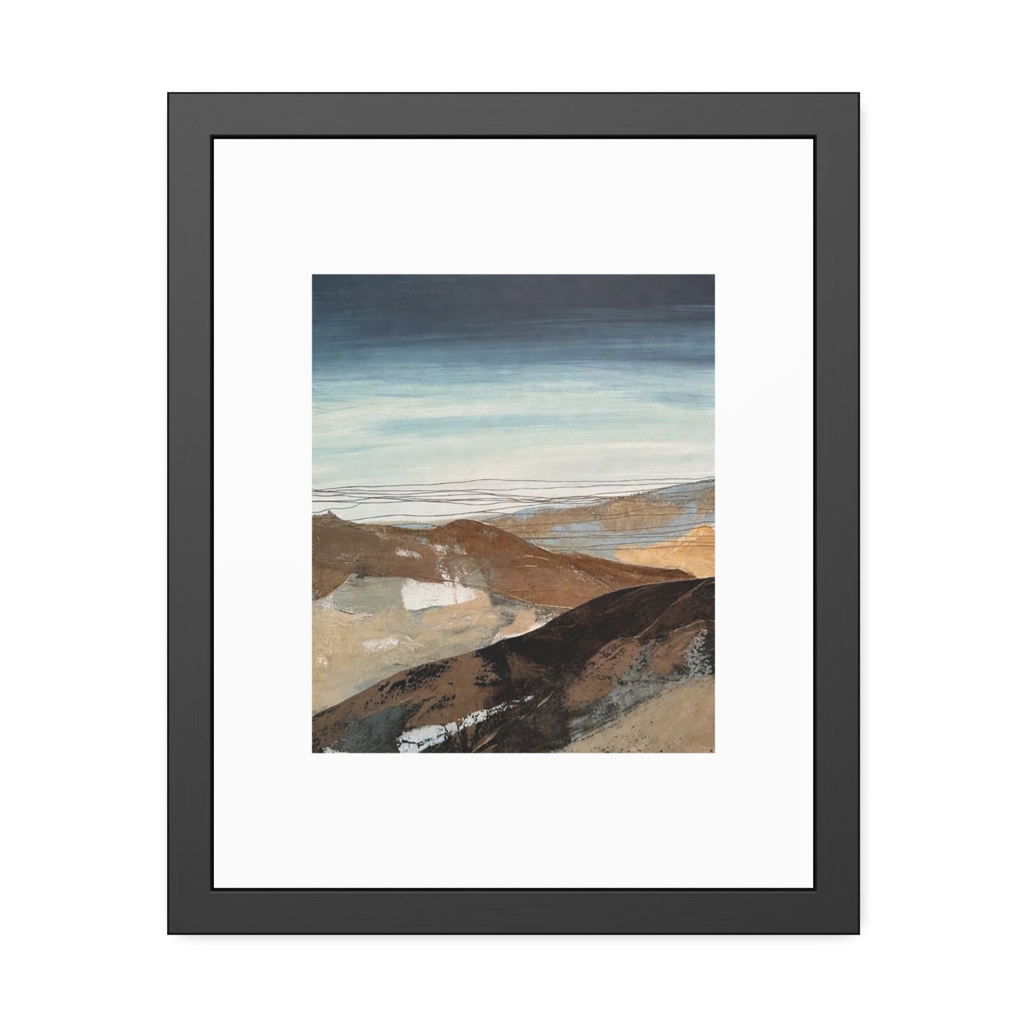 Framed Landscape Art Print — Minimal Coastal Mountain Poster