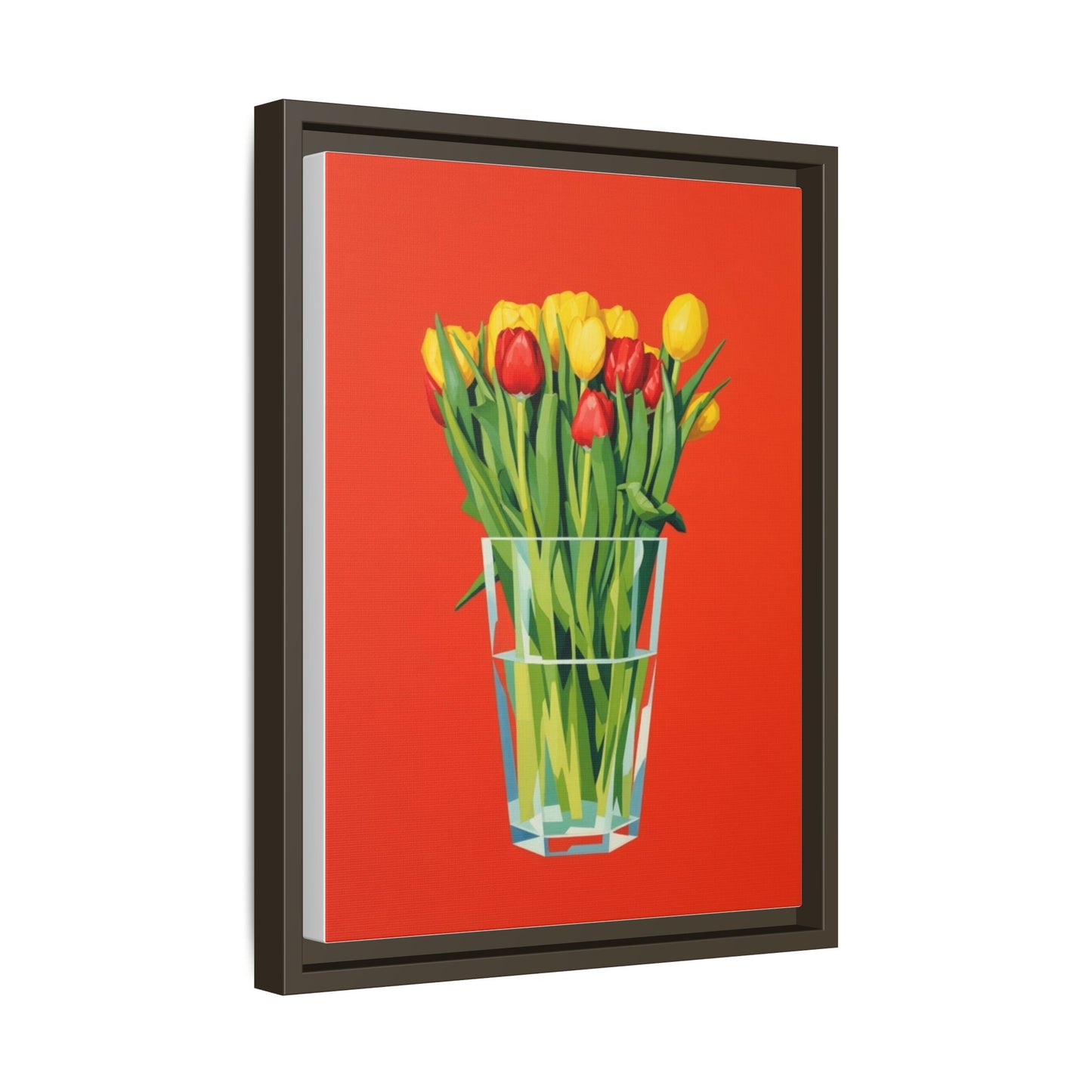 Framed Tulip Bouquet Matte Canvas Art — Vibrant Red Floral Wall Print