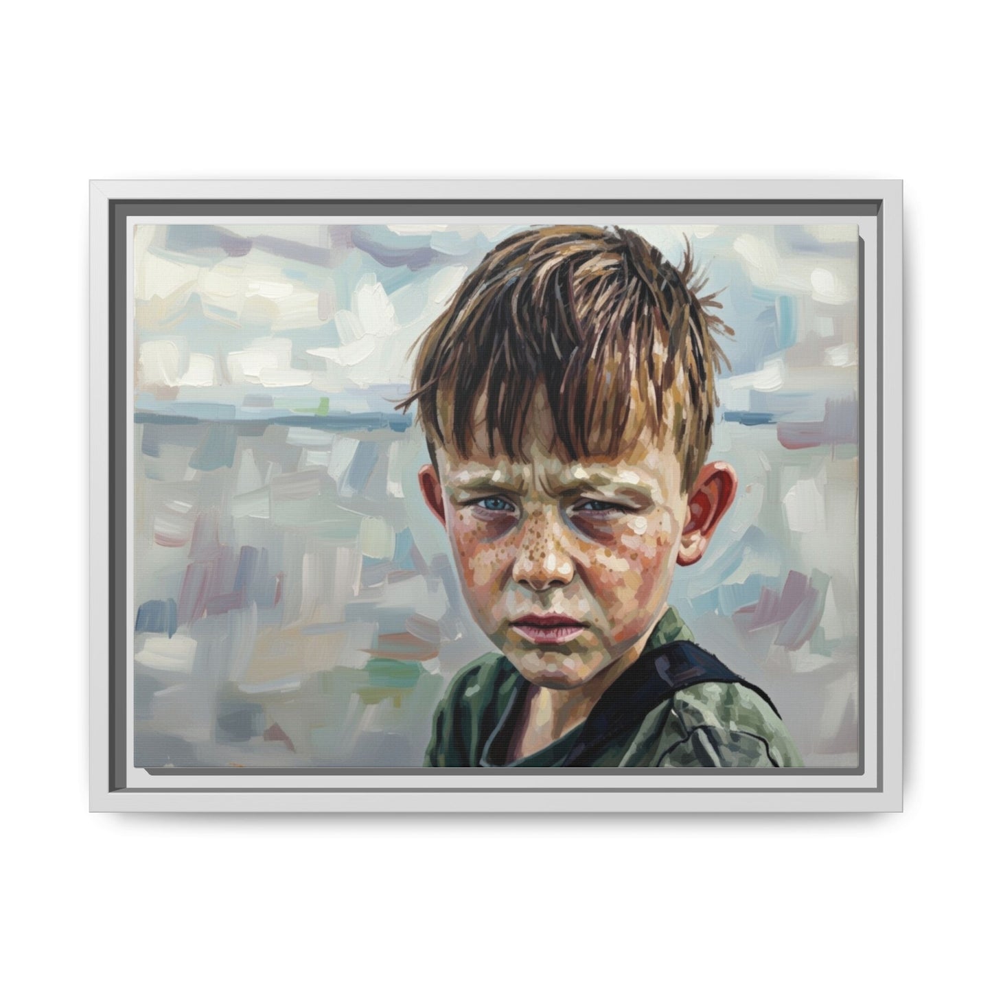 Framed Matte Canvas: Gritty Boy Portrait Art Print