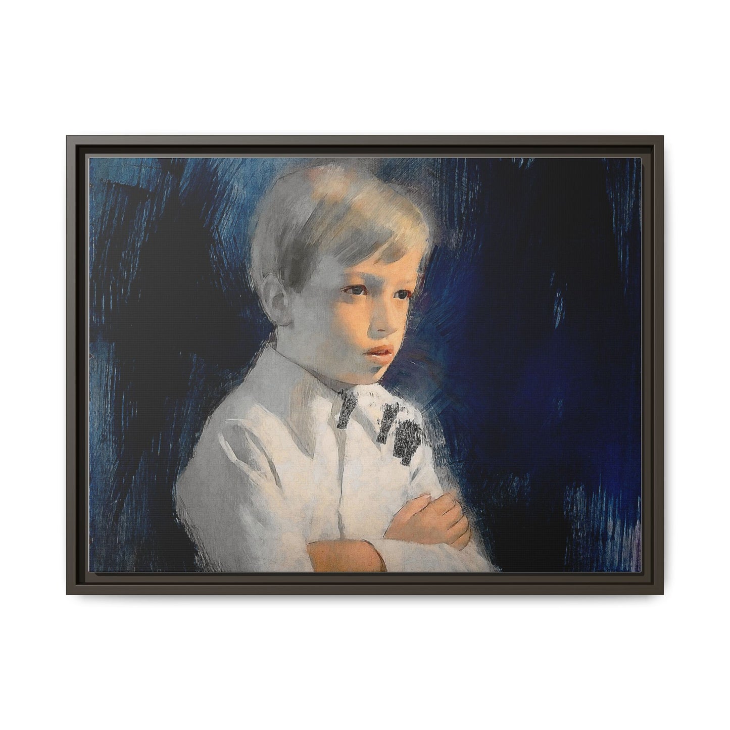 Painting of boy by Unknown Artist Framed Matte Canvas Wall Art Print