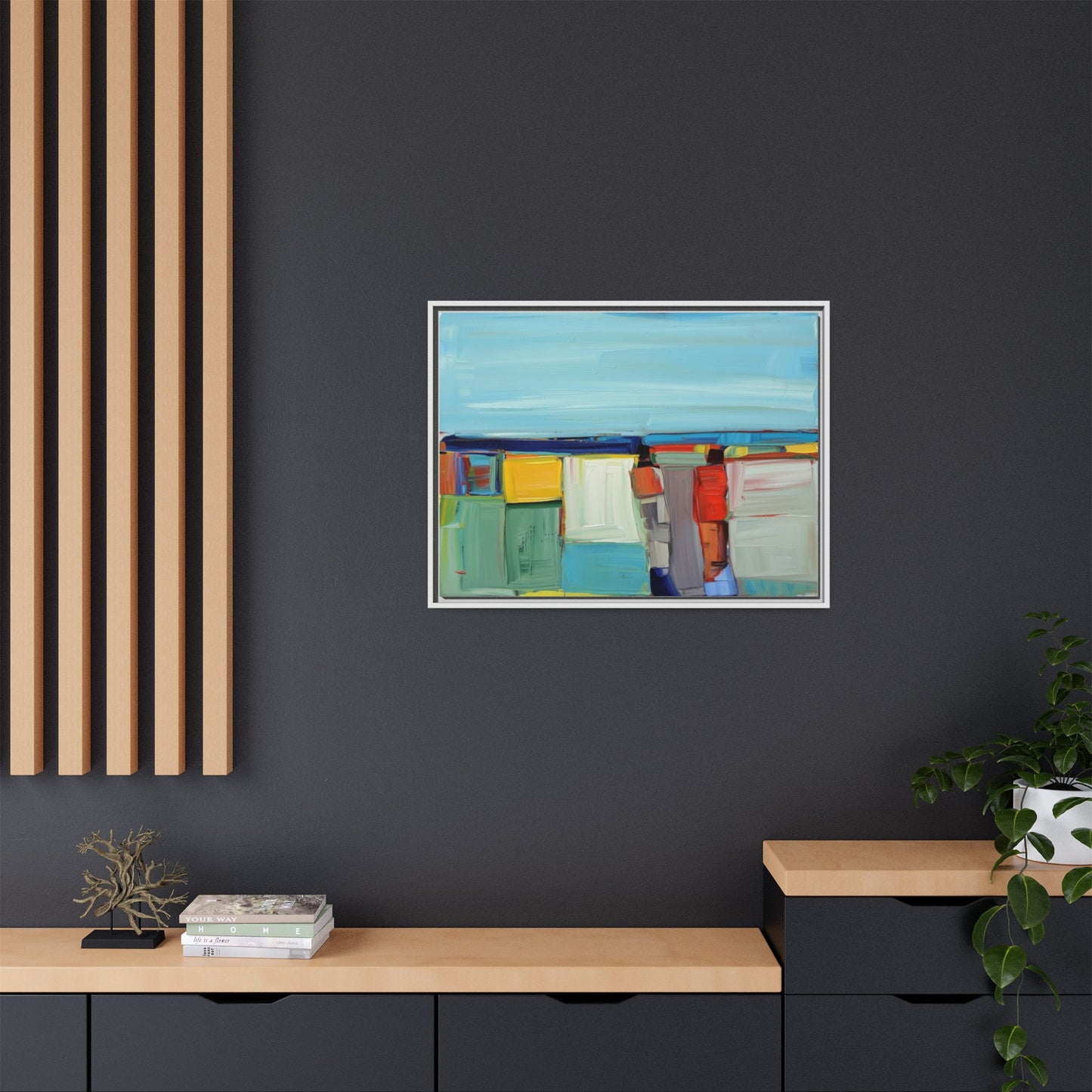 Abstract Coastal Blocks Matte Canvas Print (Framed)