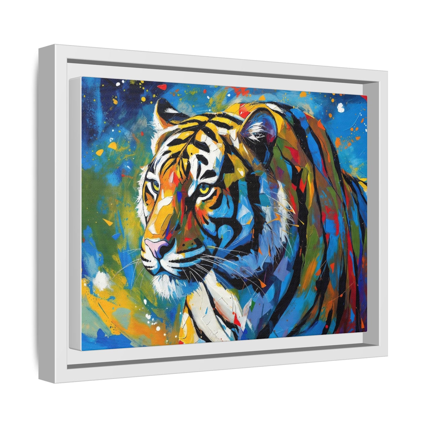 Colorful Tiger Matte Canvas Framed Art — Vibrant Wildlife Wall Decor