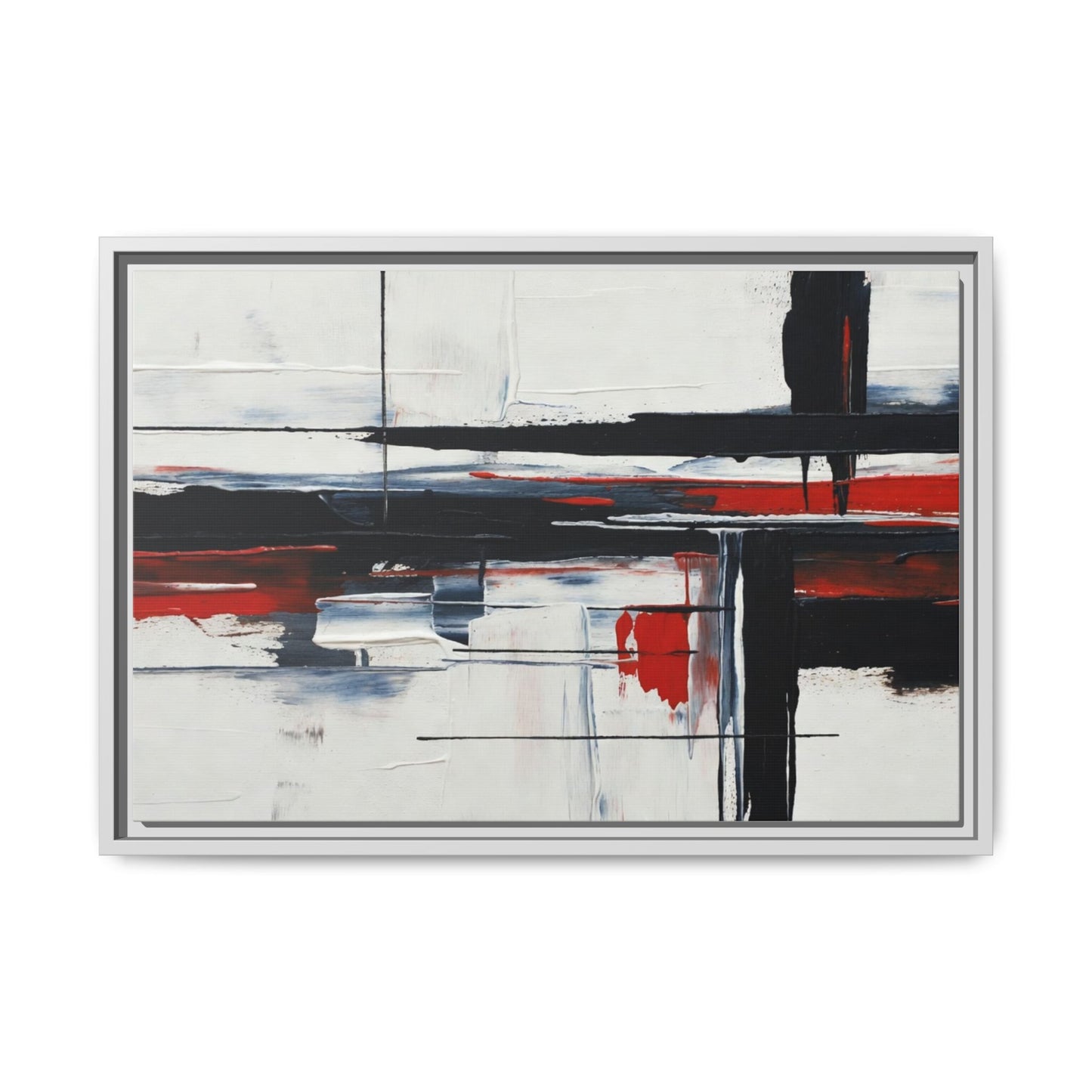 Abstract Red & Black Framed Canvas Art — Modern Matte Wall Painting