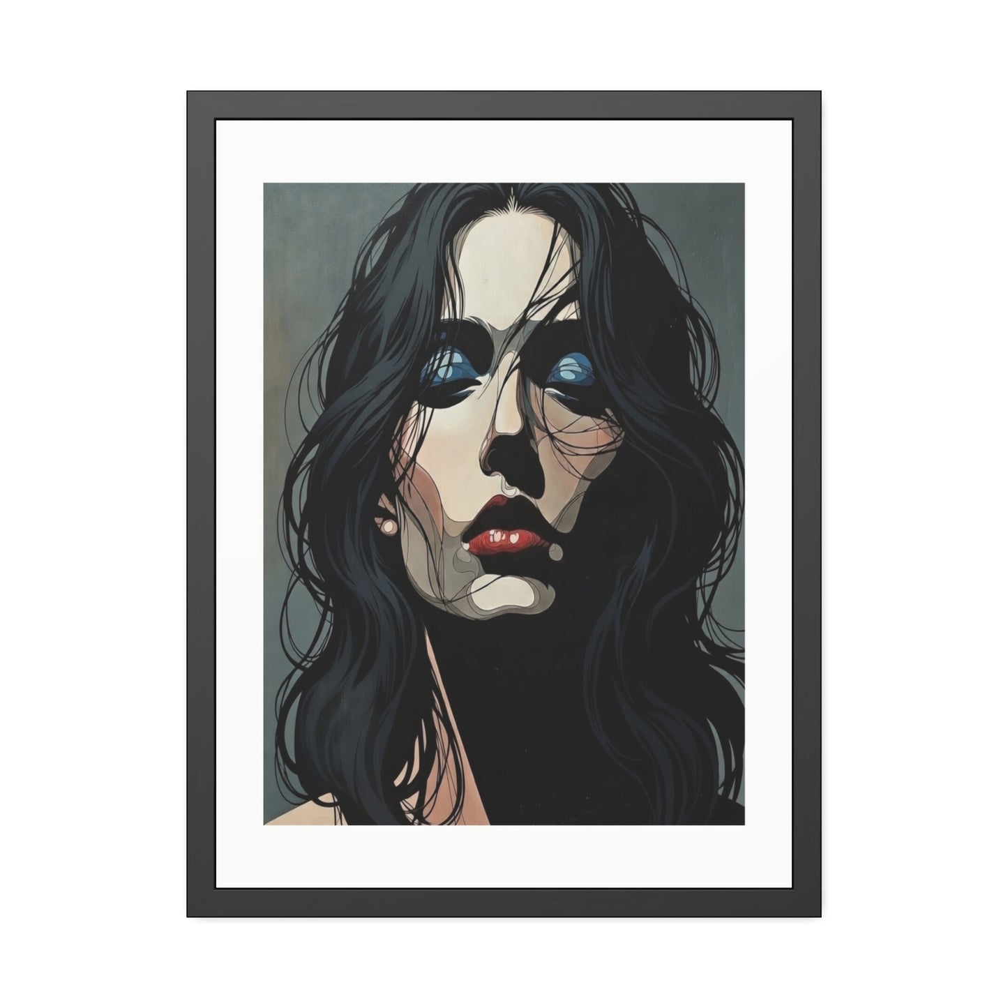 Framed Poster — Moody Portrait Art Print (Dark Feminine Wall Decor)