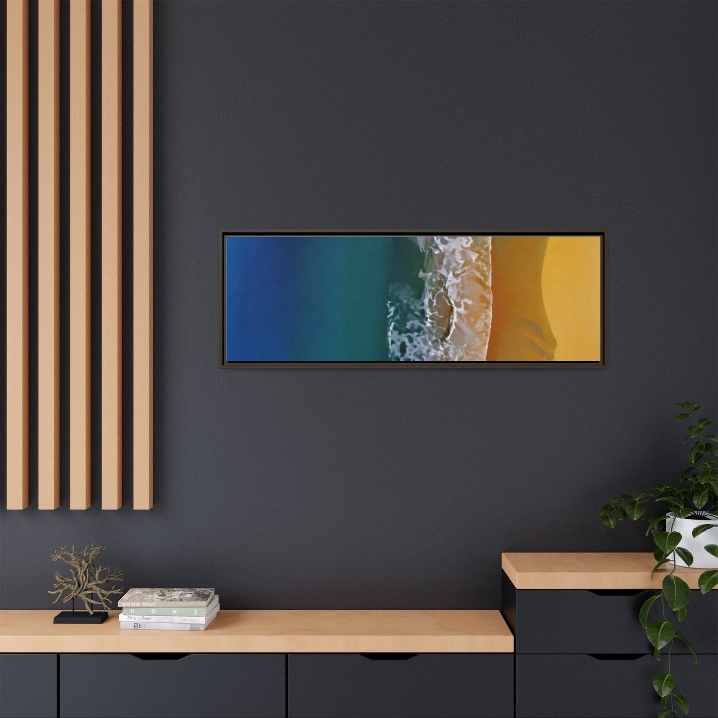 Framed Matte Canvas Seascape Print – Coastal Waves Wall Art