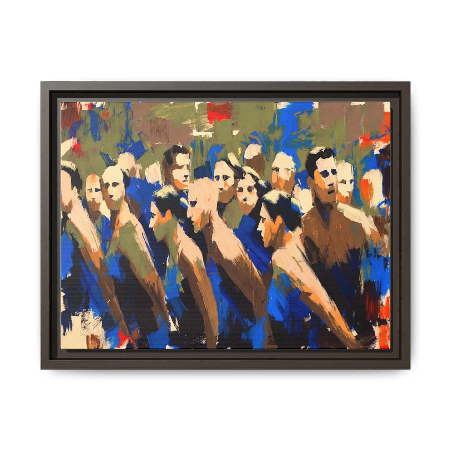 Abstract Crowd Matte Canvas Print — Framed Multi-Color Wall Art