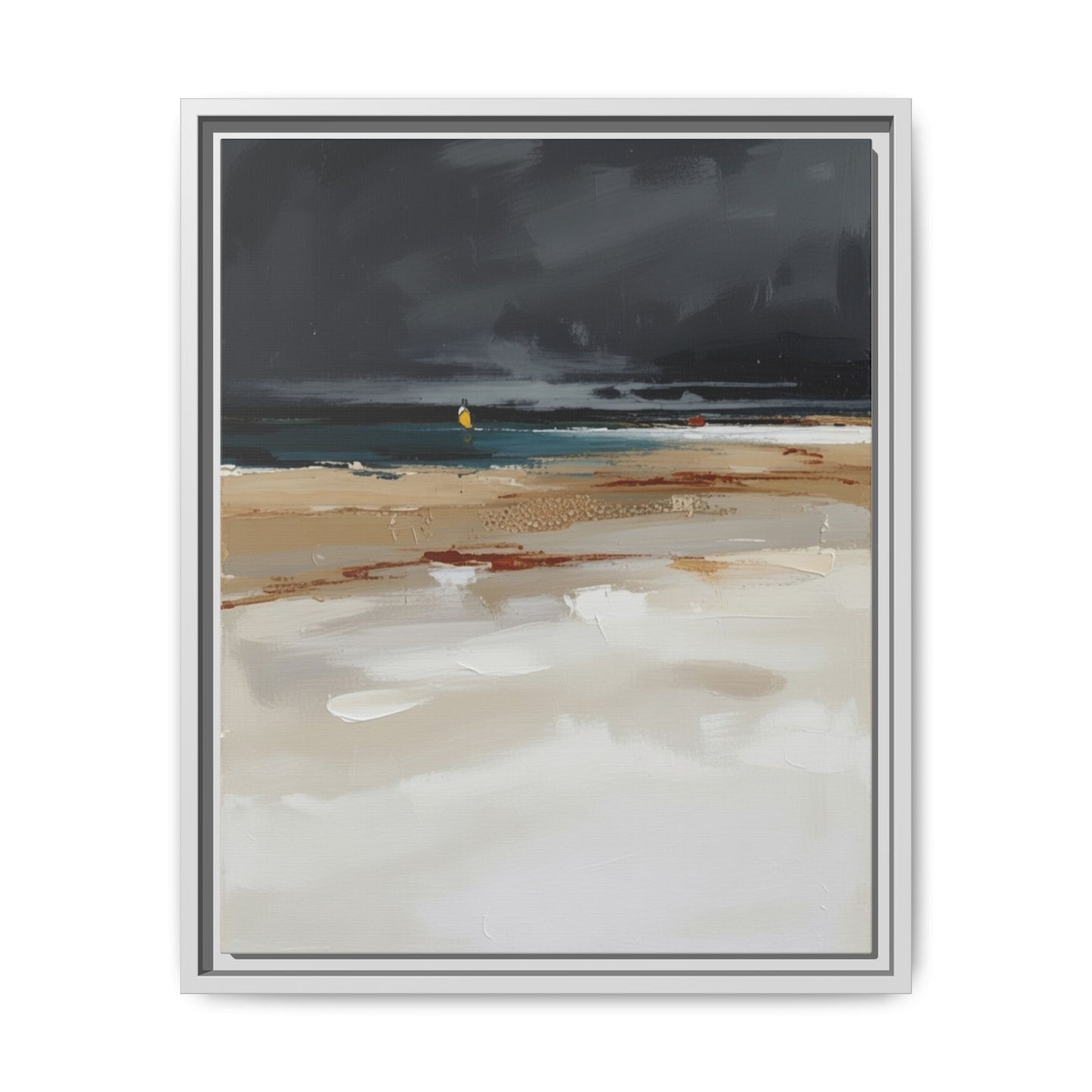 Framed Matte Canvas Beachscape Art Print — Coastal Abstract Wall Decor
