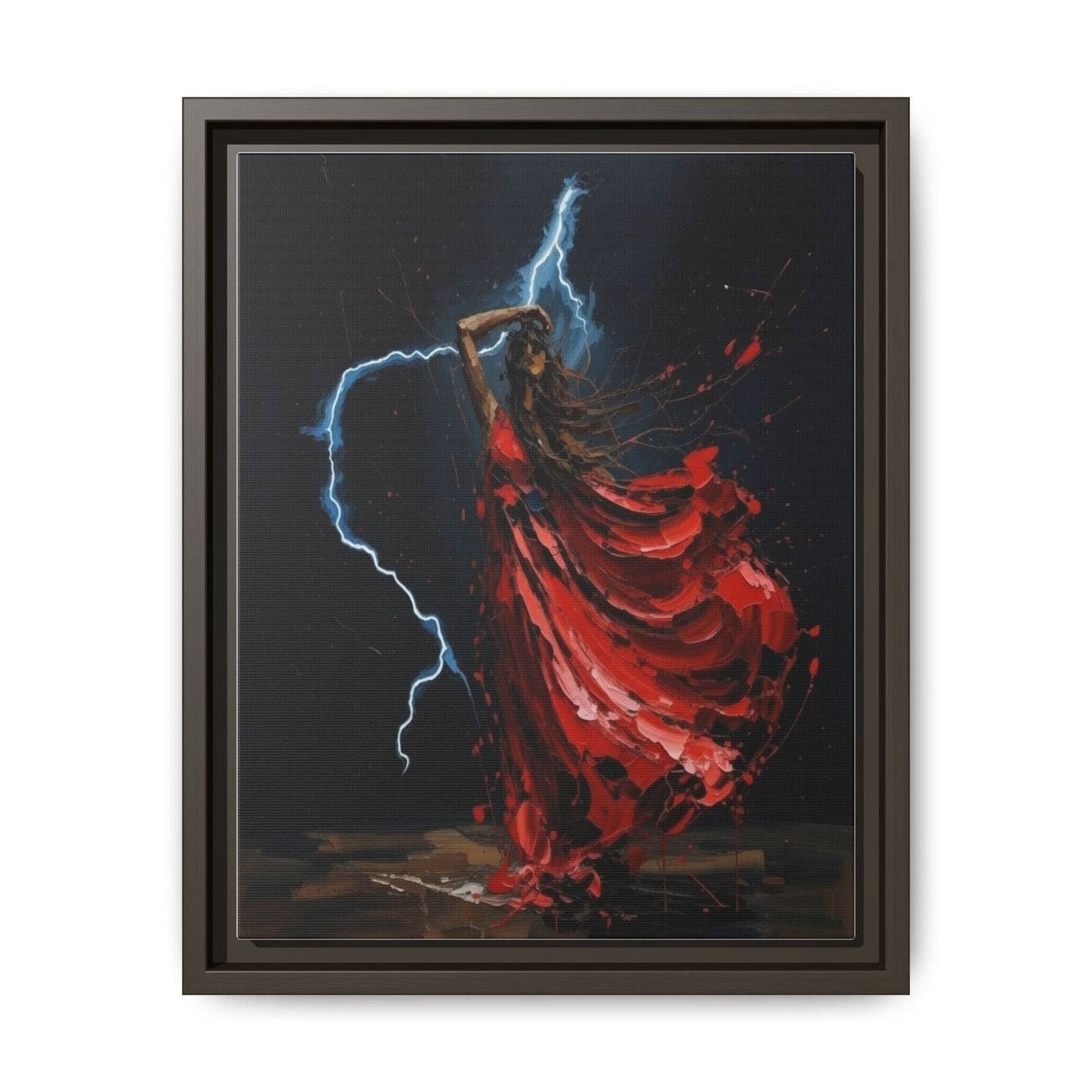 Framed Matte Canvas Print — Red Dancer Lightning Art