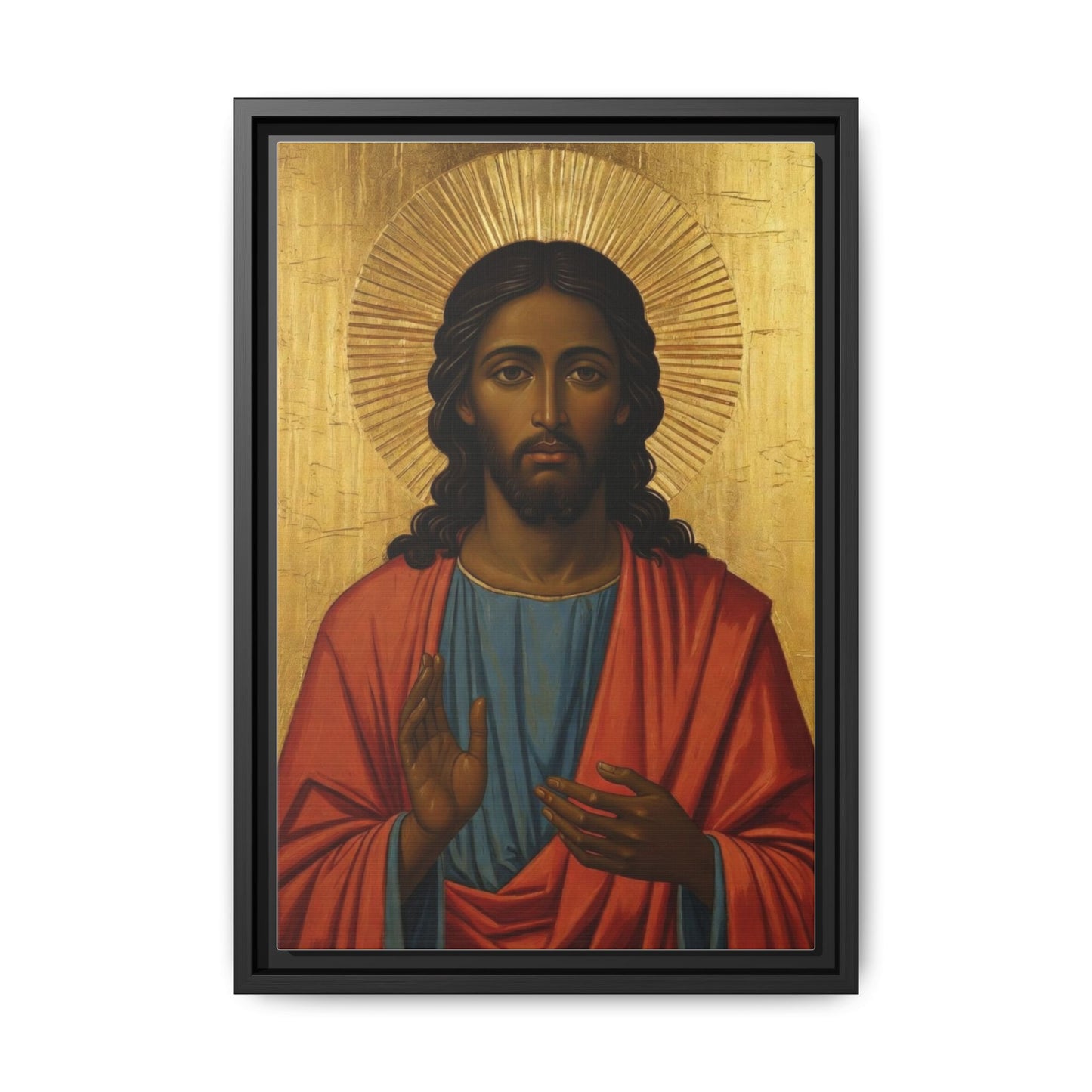 Framed Orthodox Christ Icon Matte Canvas — Religious Wall Art for Home, Church, or Prayer Corner