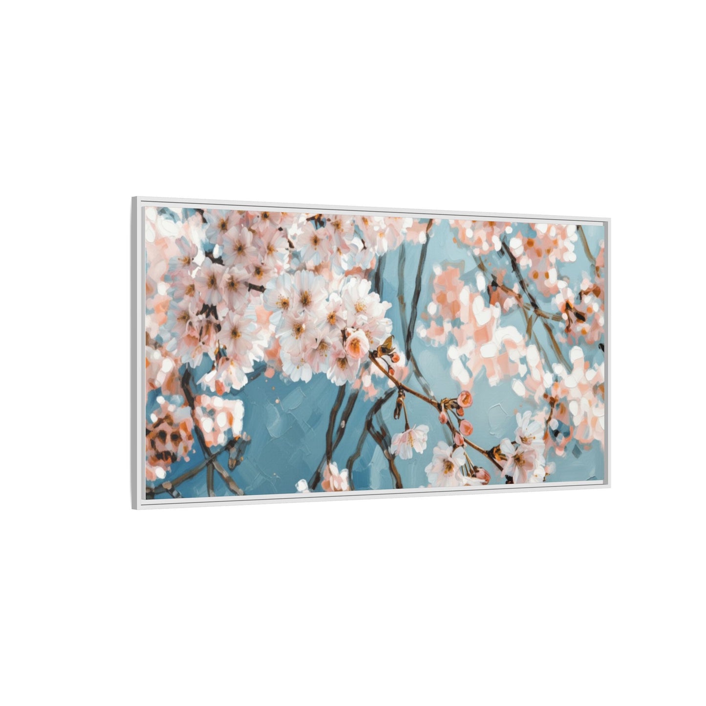 Framed Cherry Blossom Matte Canvas Print — Soft Pink Floral Wall Art