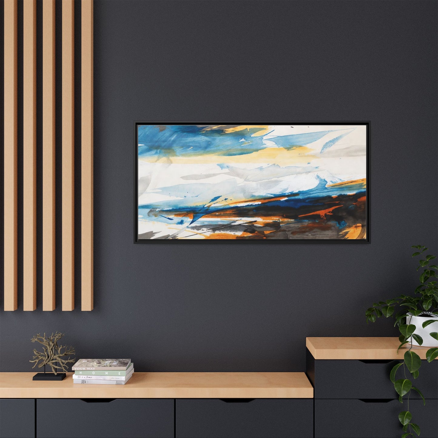 Abstract Coastal Waves Matte Canvas Framed Wall Art
