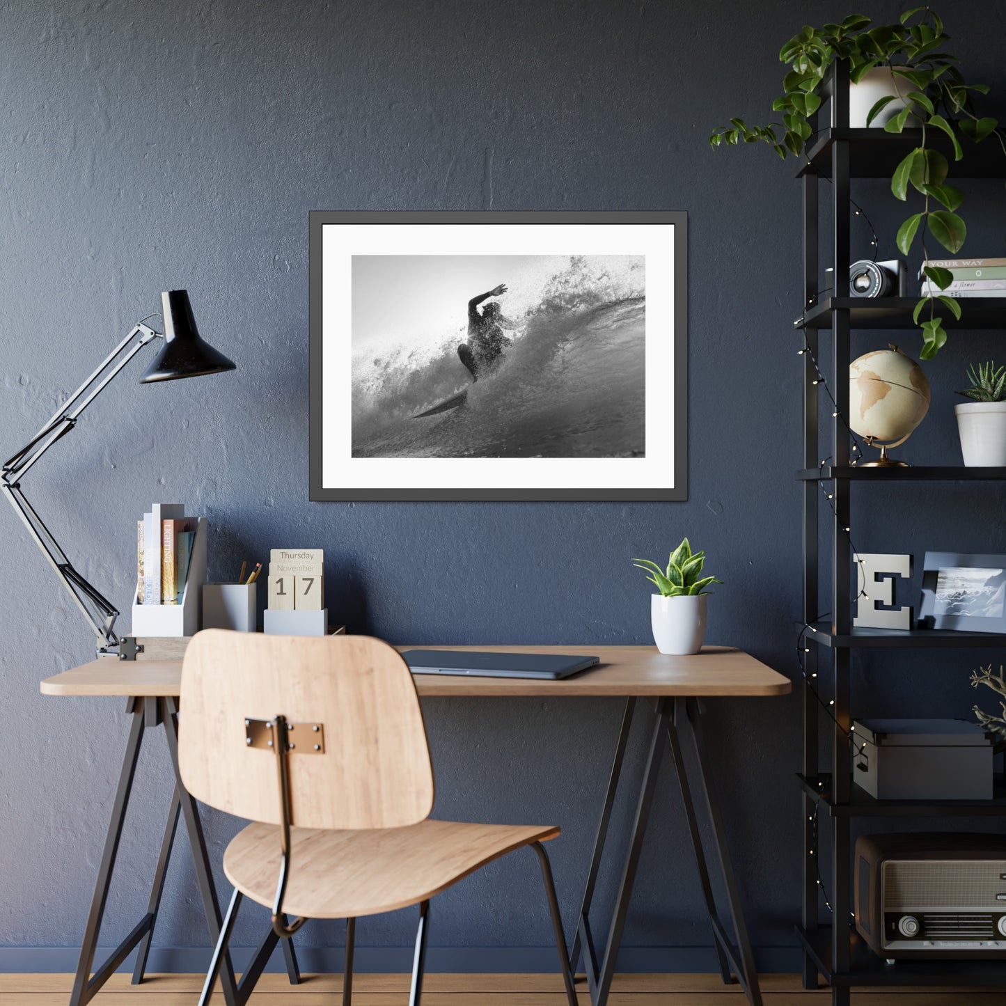 smashing a wave at Lobitos by Henry Espinoza Panta Framed Wall Art Poster