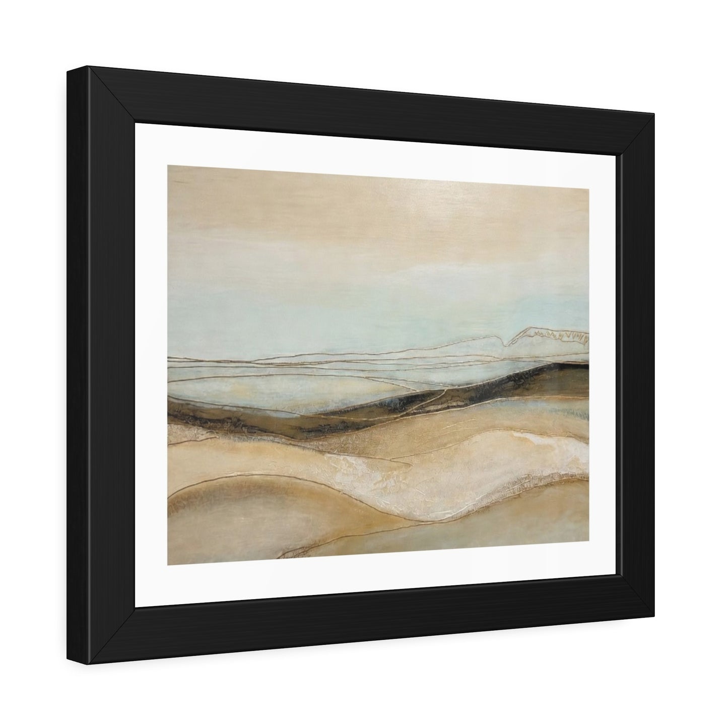 Framed Poster - Neutral Abstract Landscape Wall Art, Calming Coastal Tones for Living Room or Office