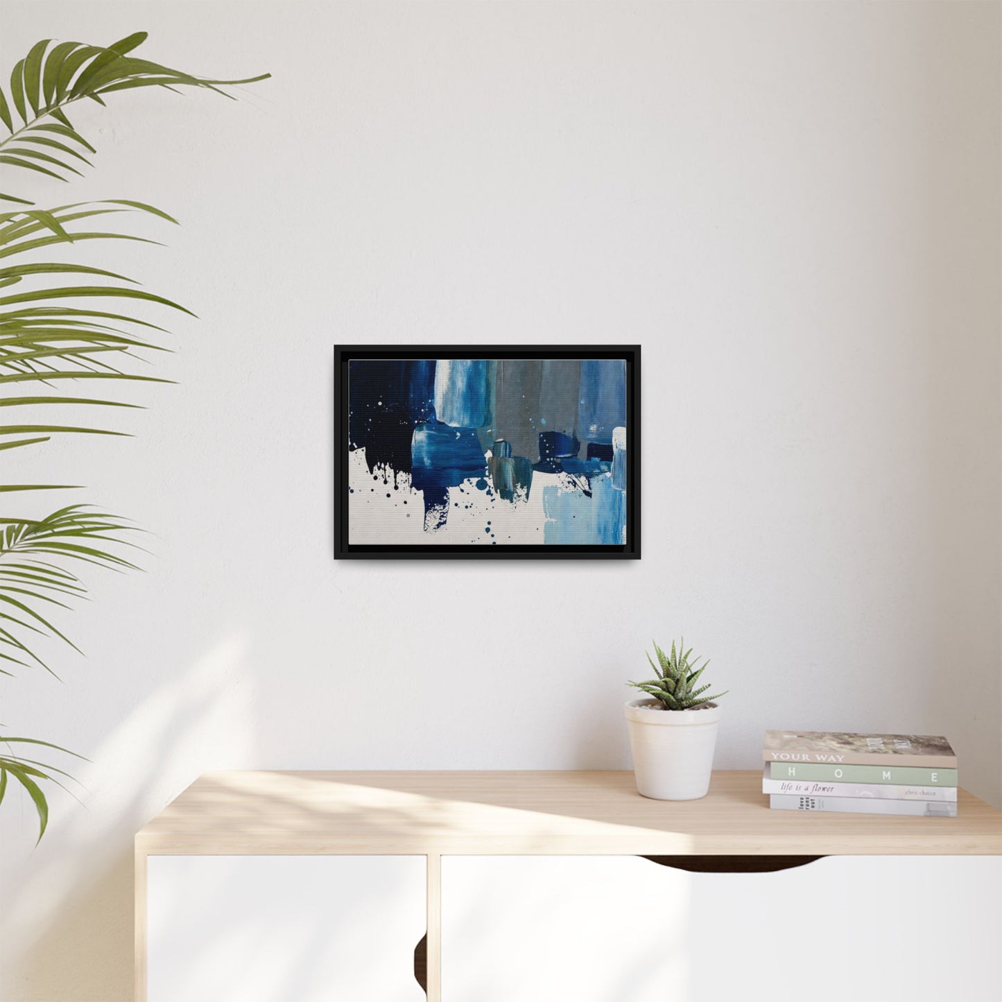 Abstract Blue Ocean Matte Canvas Framed Wall Art