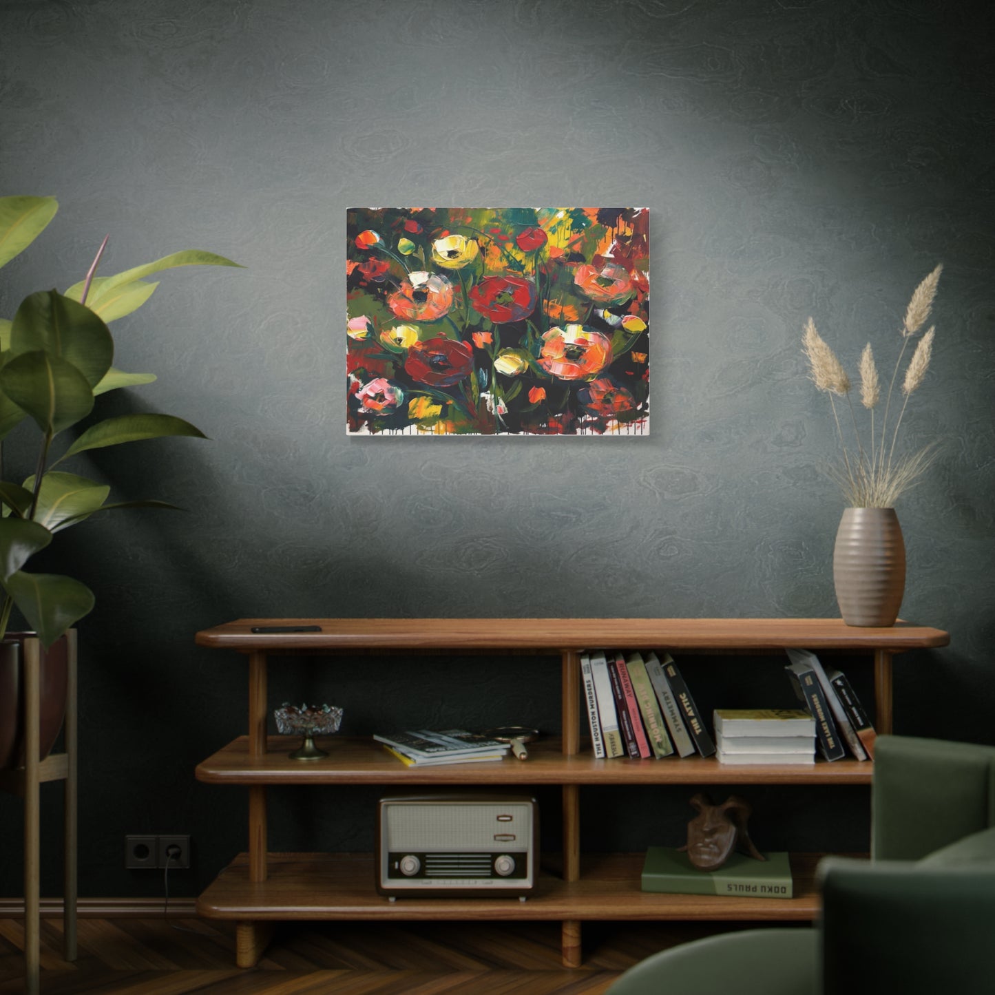 Bold Floral Abstract Canvas Print — Colorful Poppy Wall Art, Matte Stretched 1.25"