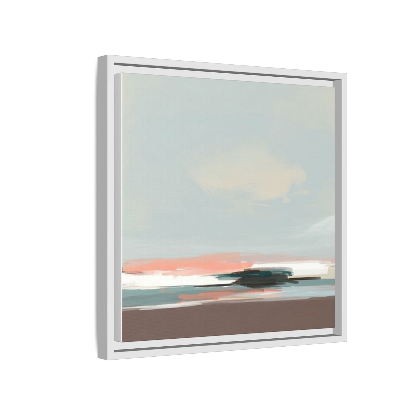 Framed Matte Canvas Print — Soft Coastal Abstract Landscape