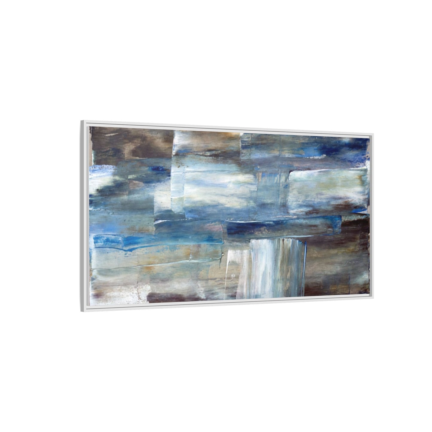 Abstract Blue Coastal Matte Canvas Framed Wall Art