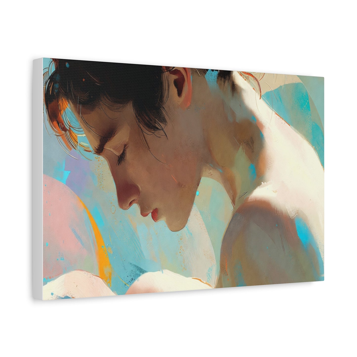 Dreamy Portrait Matte Canvas Print — Serene Female Profile Wall Art, Stretched 1.25"
