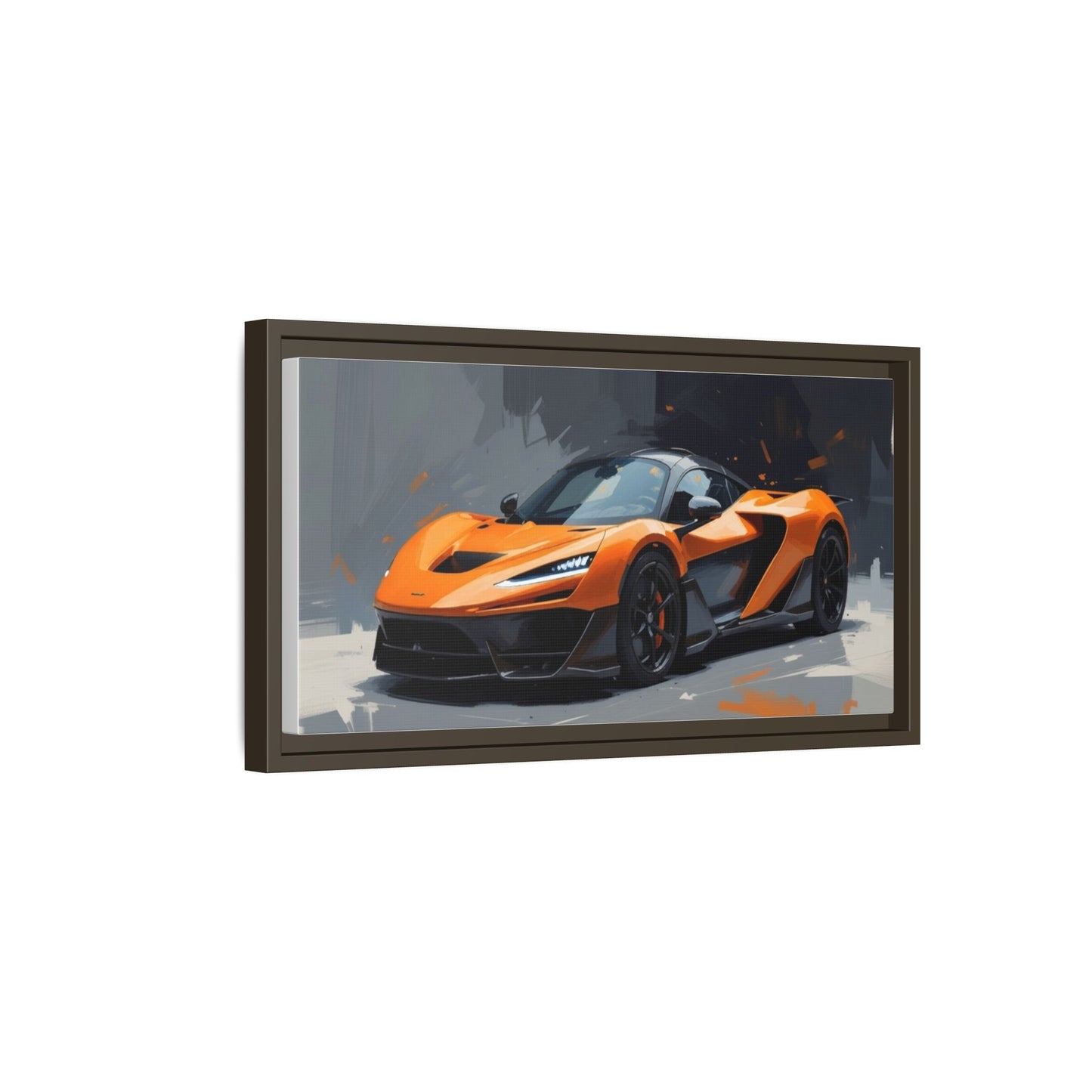 Framed Matte Canvas — Orange Sports Car Print