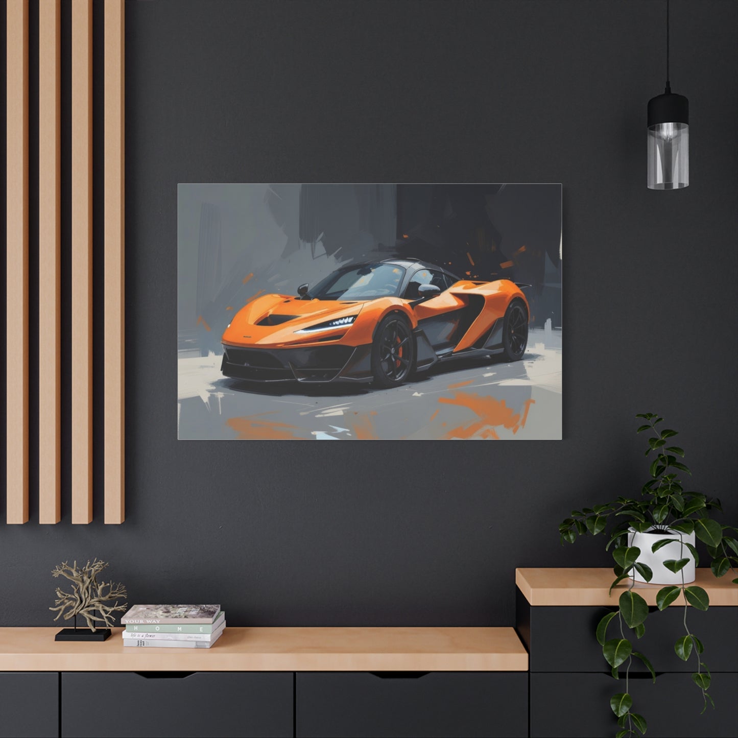Orange Supercar Matte Canvas Wall Art – Stretched 1.25" Sports Car Print