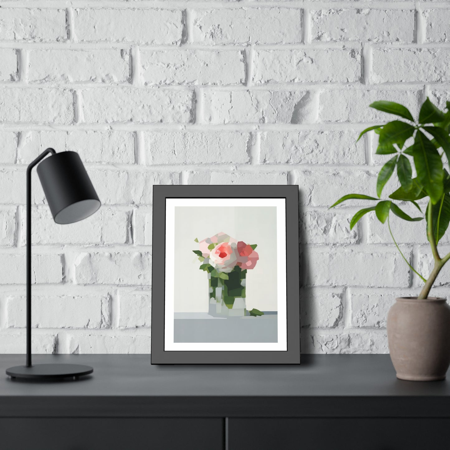 Framed Floral Poster — Modern Abstract Peony Art Print