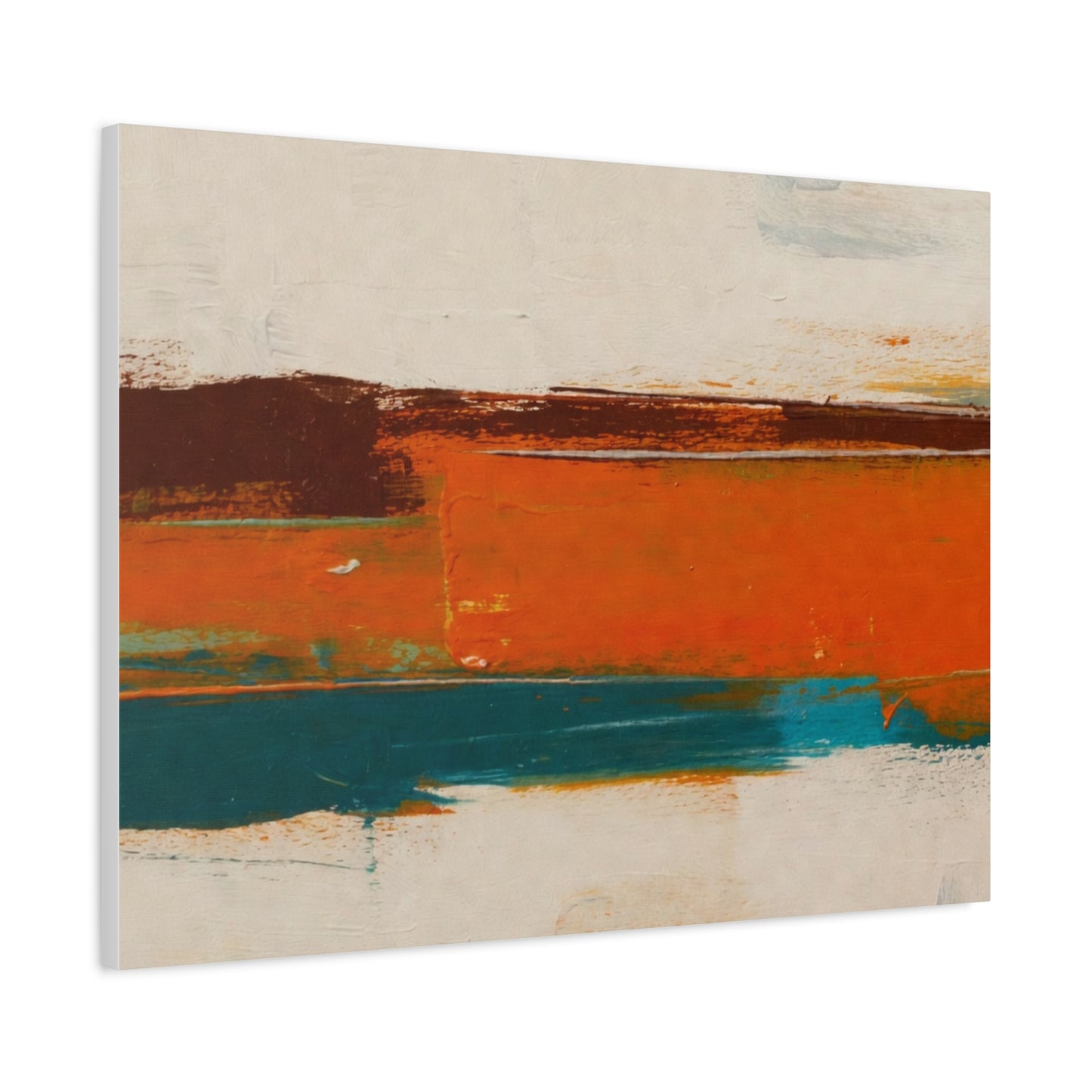 Abstract Orange & Teal Matte Canvas Wall Art — Stretched 1.25"