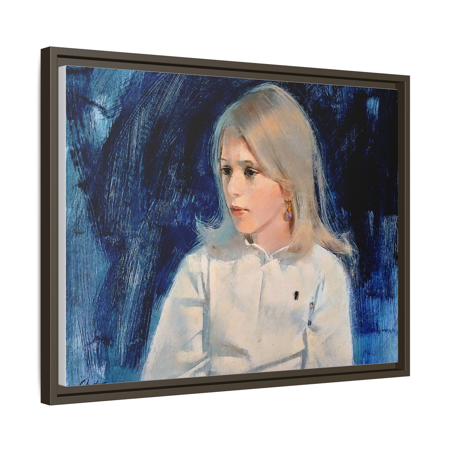 Painting of girl by Unknown Artist Framed Matte Canvas Classic Wall Art