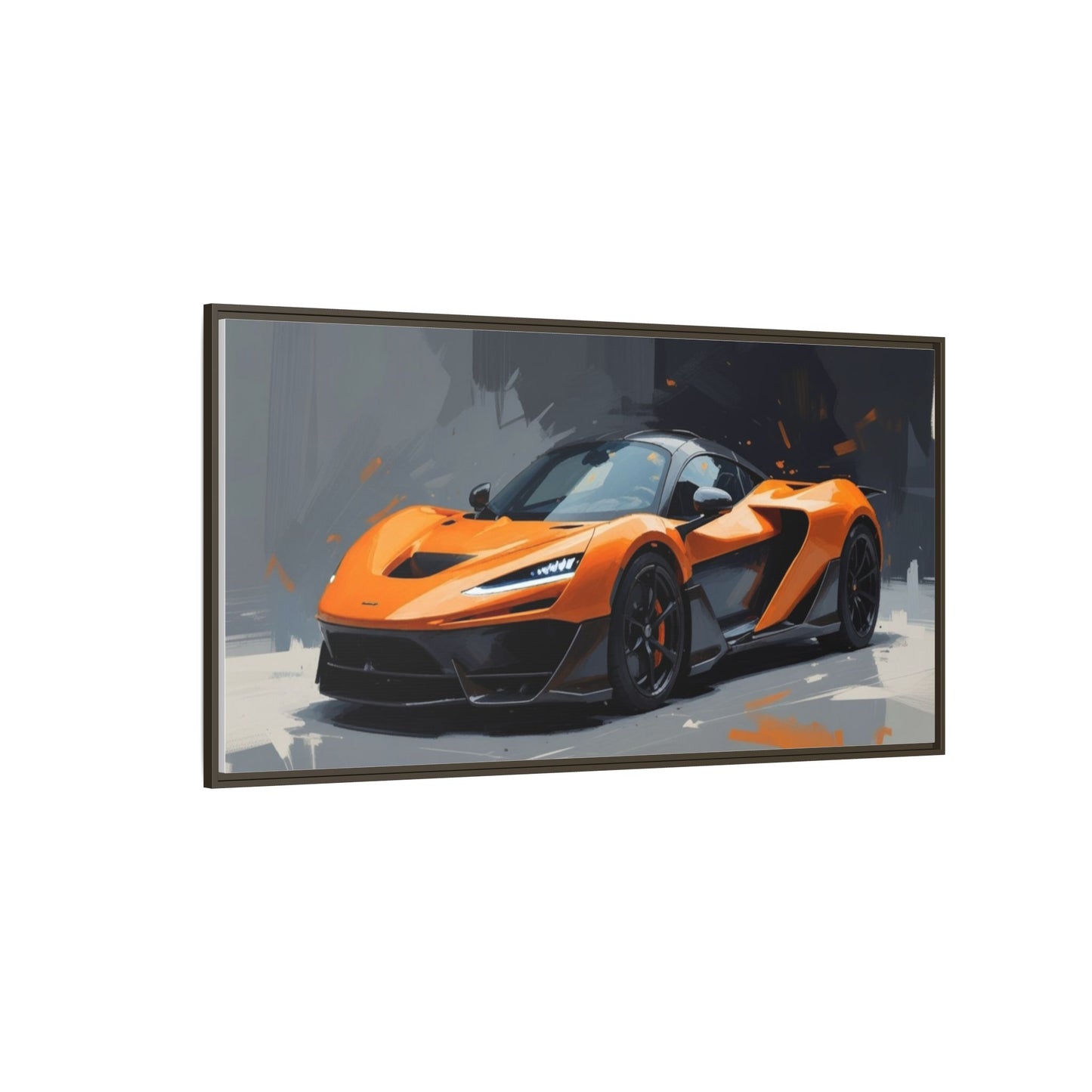 Framed Matte Canvas — Orange Sports Car Print