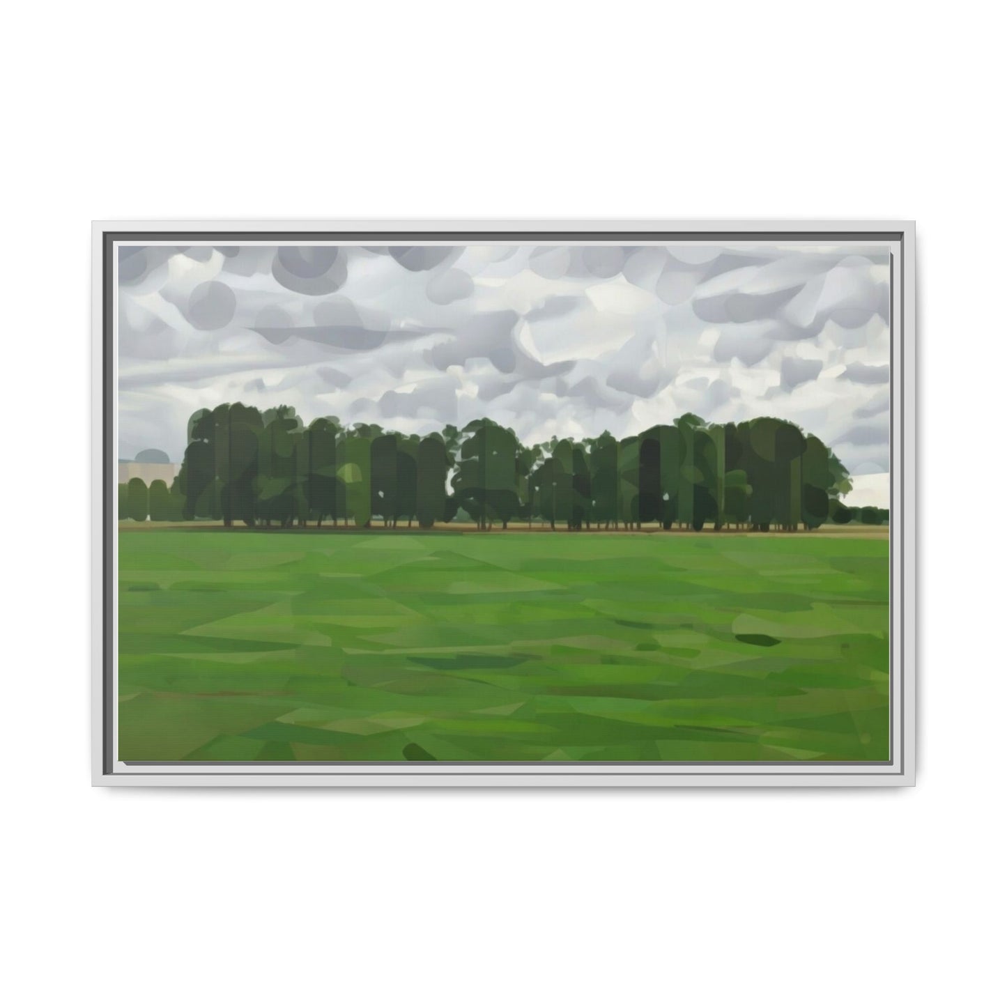 Framed Matte Canvas Print — Minimalist Green Landscape Art