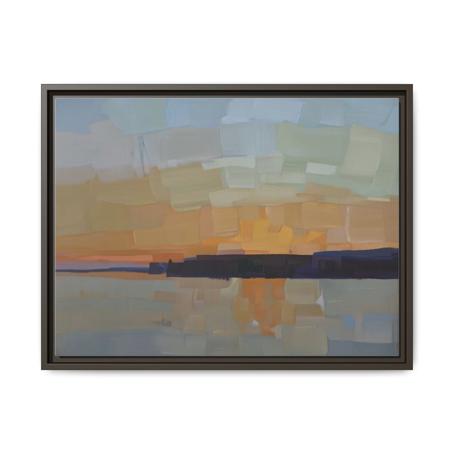 Framed Matte Canvas Sunset Abstract Landscape Art Print