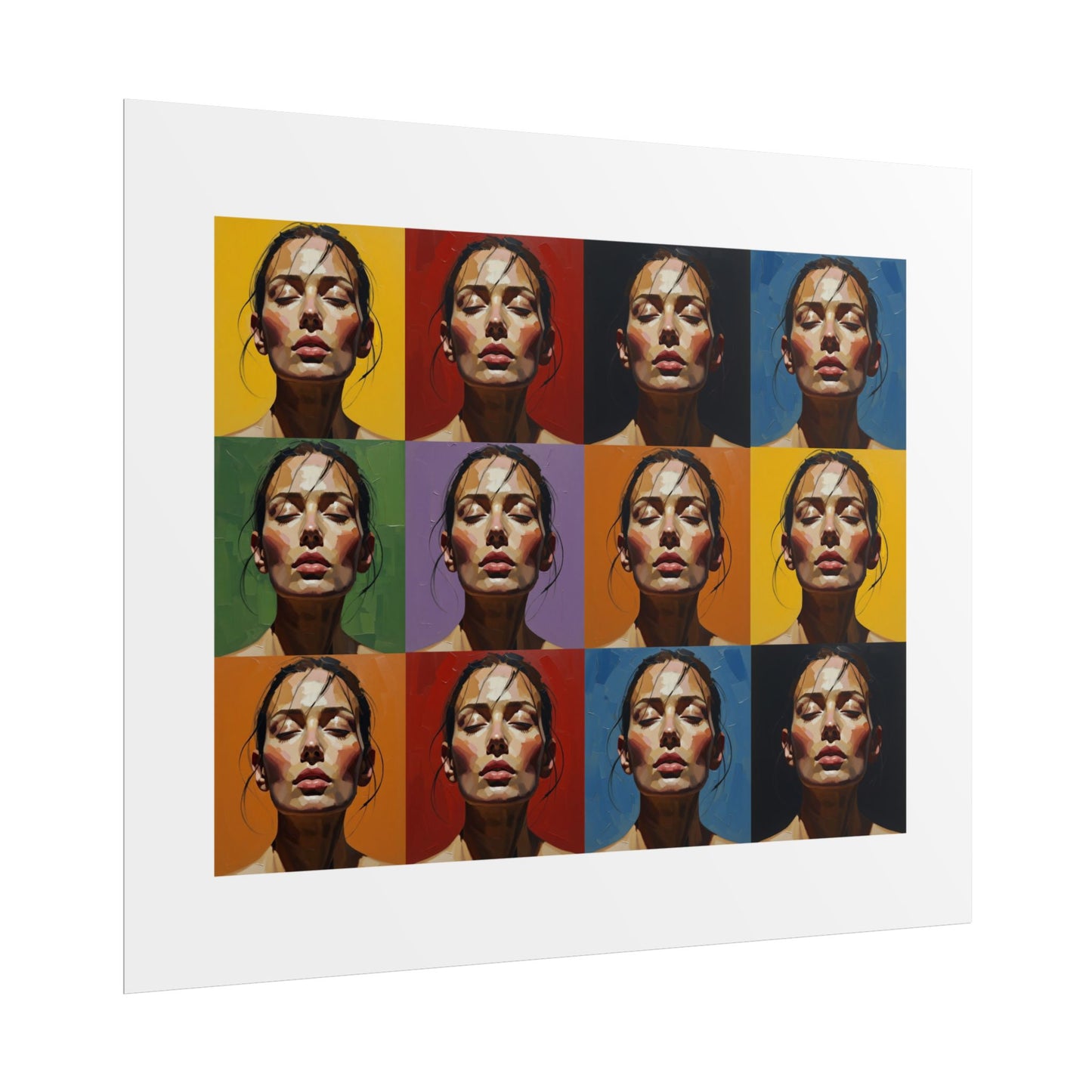 Rolled Poster — Pop Art Portrait Wall Print (Color Grid, 12-Panel)