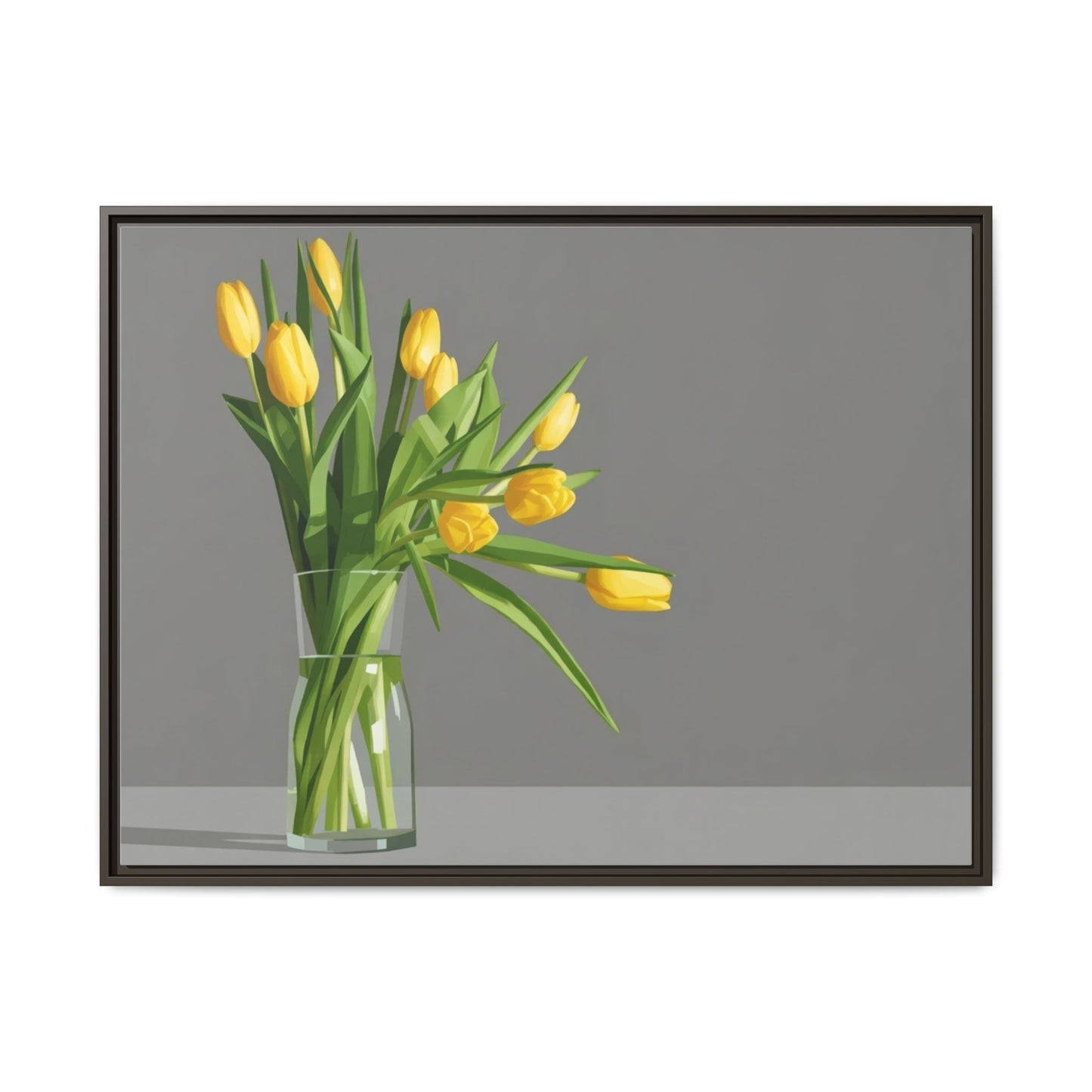 Framed Matte Canvas Art — Yellow Tulip Vase Wall Print