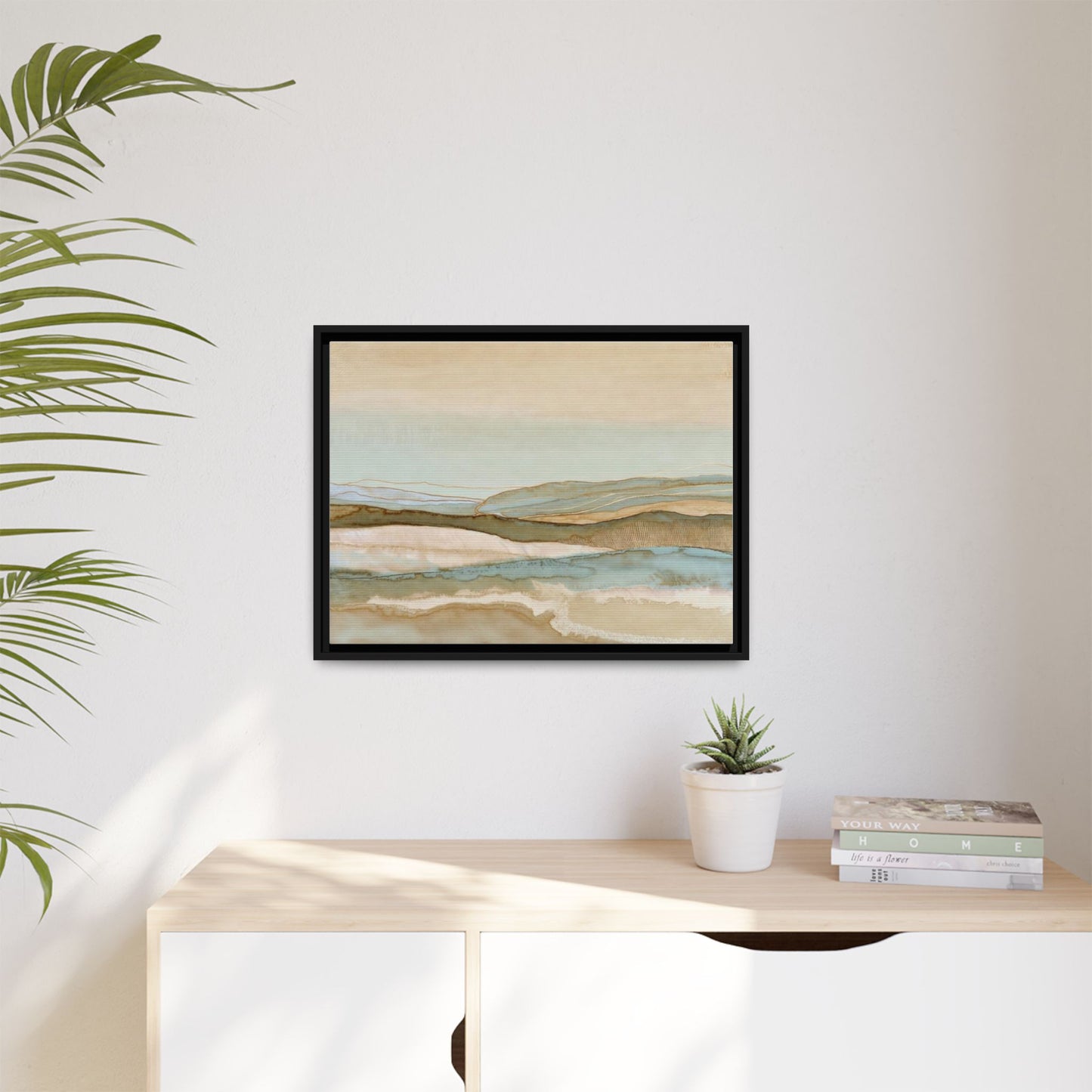 Framed Matte Canvas Coastal Abstract Landscape Wall Art