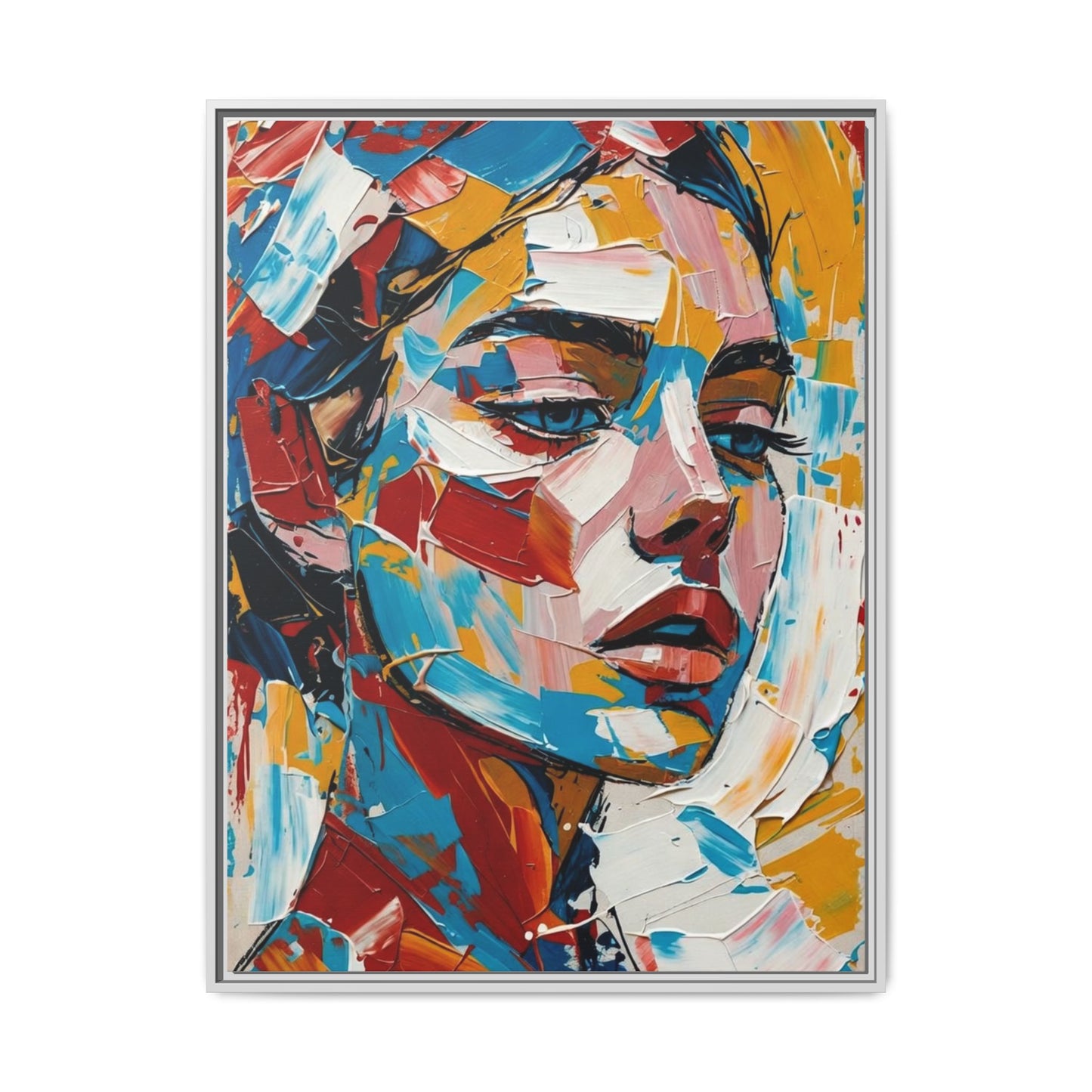Colorful Abstract Portrait Framed Canvas Print