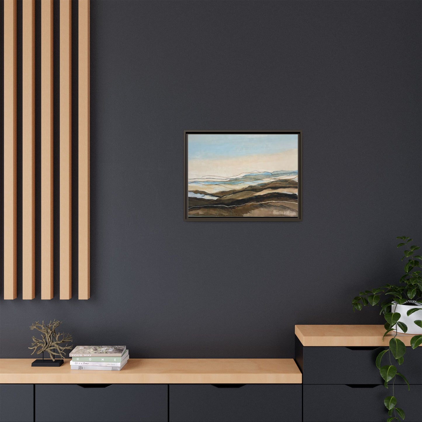 Framed Matte Canvas Print — Abstract Coastal Landscape Wall Art