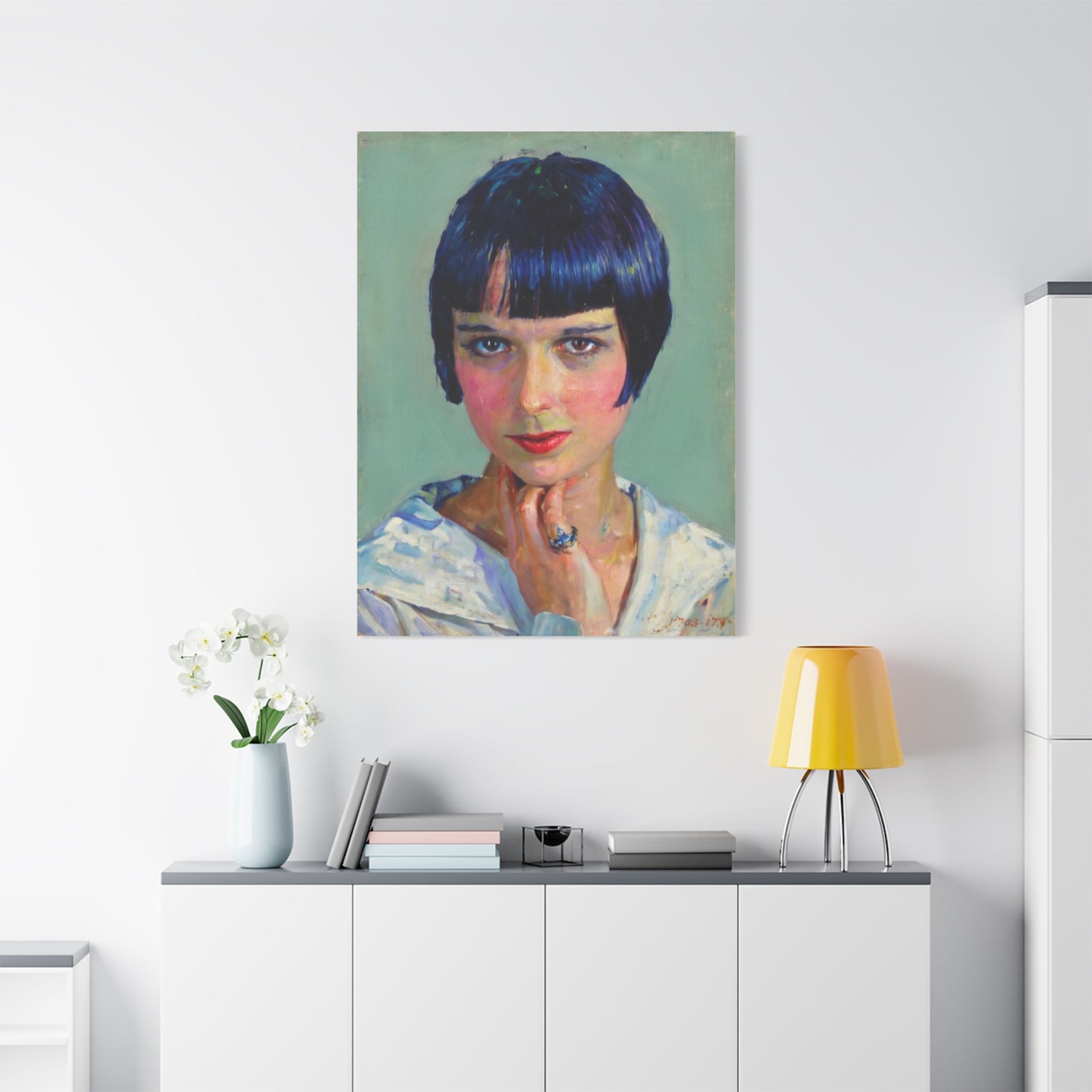 Portrait Canvas Print — Vintage Flapper Woman Matte Stretched Wall Art