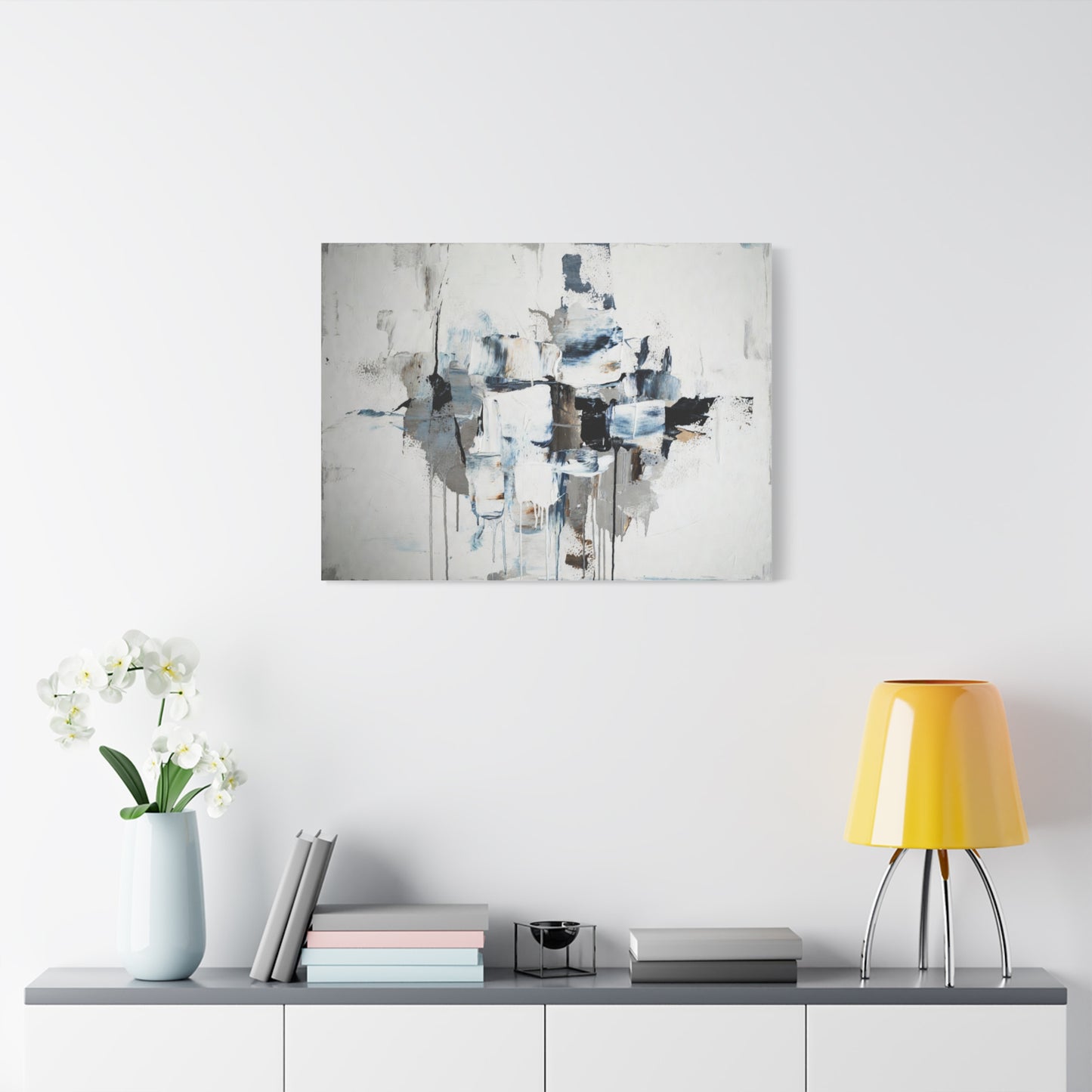 Abstract Blue & Gray Canvas Wall Art — Stretched Matte Canvas